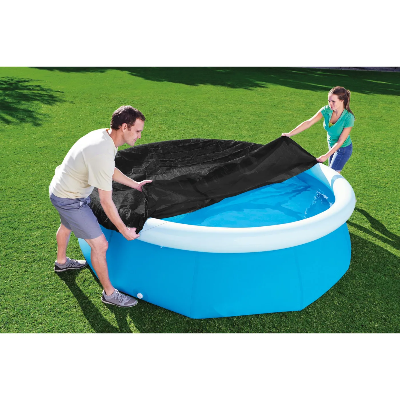 Copertura per piscina tondo BESTWAY COPRIPISCINA FAST SET in pvc nero Ø 244 cm 2