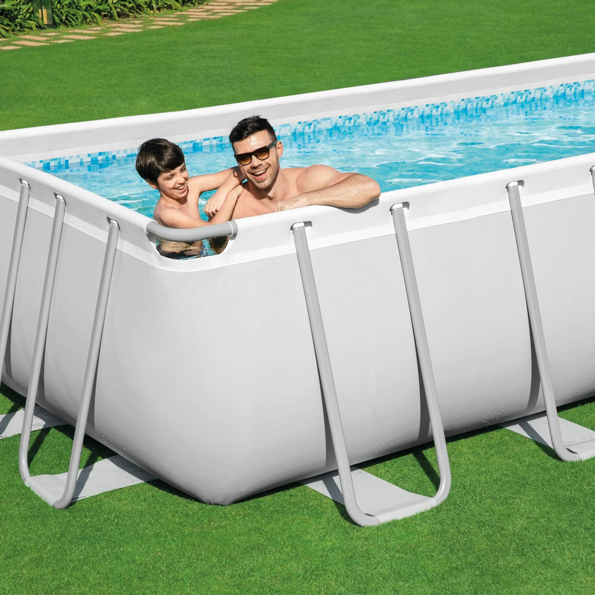 Piscina fuori terra tubolare BESTWAY Power Steel Frame grigio L int 9.27 x 4.54 m 3
