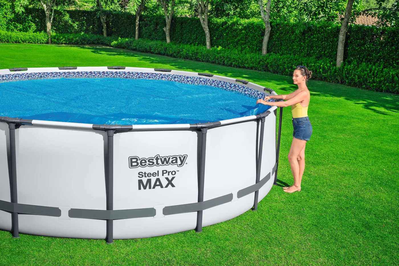 Copertura termica per piscina tondo BESTWAY Telo Termico Fast Set da 3,66 in polietilene blu Ø 366 cm 2