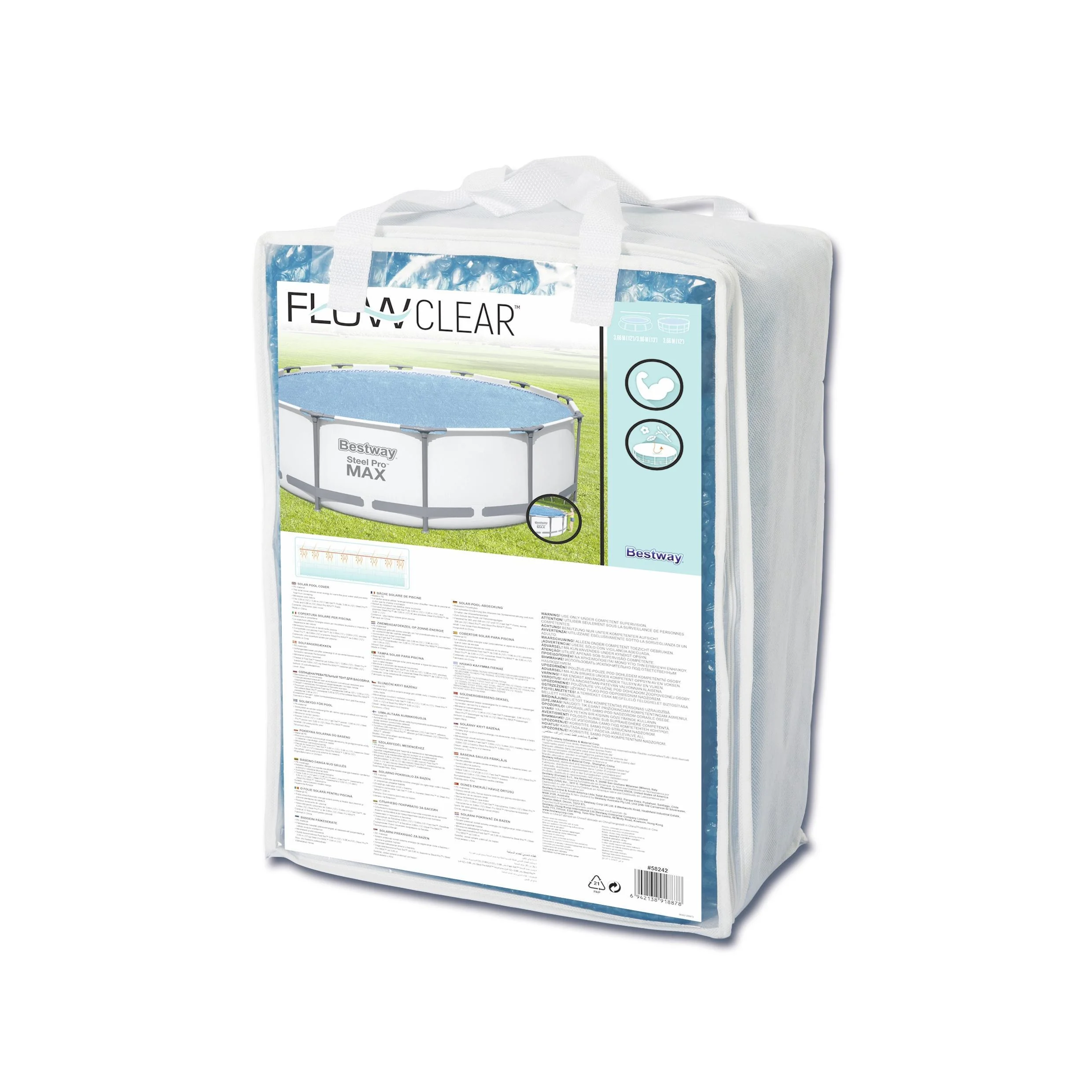 Copertura termica per piscina tondo BESTWAY Telo Termico Fast Set da 3,66 in polietilene blu Ø 366 cm 5