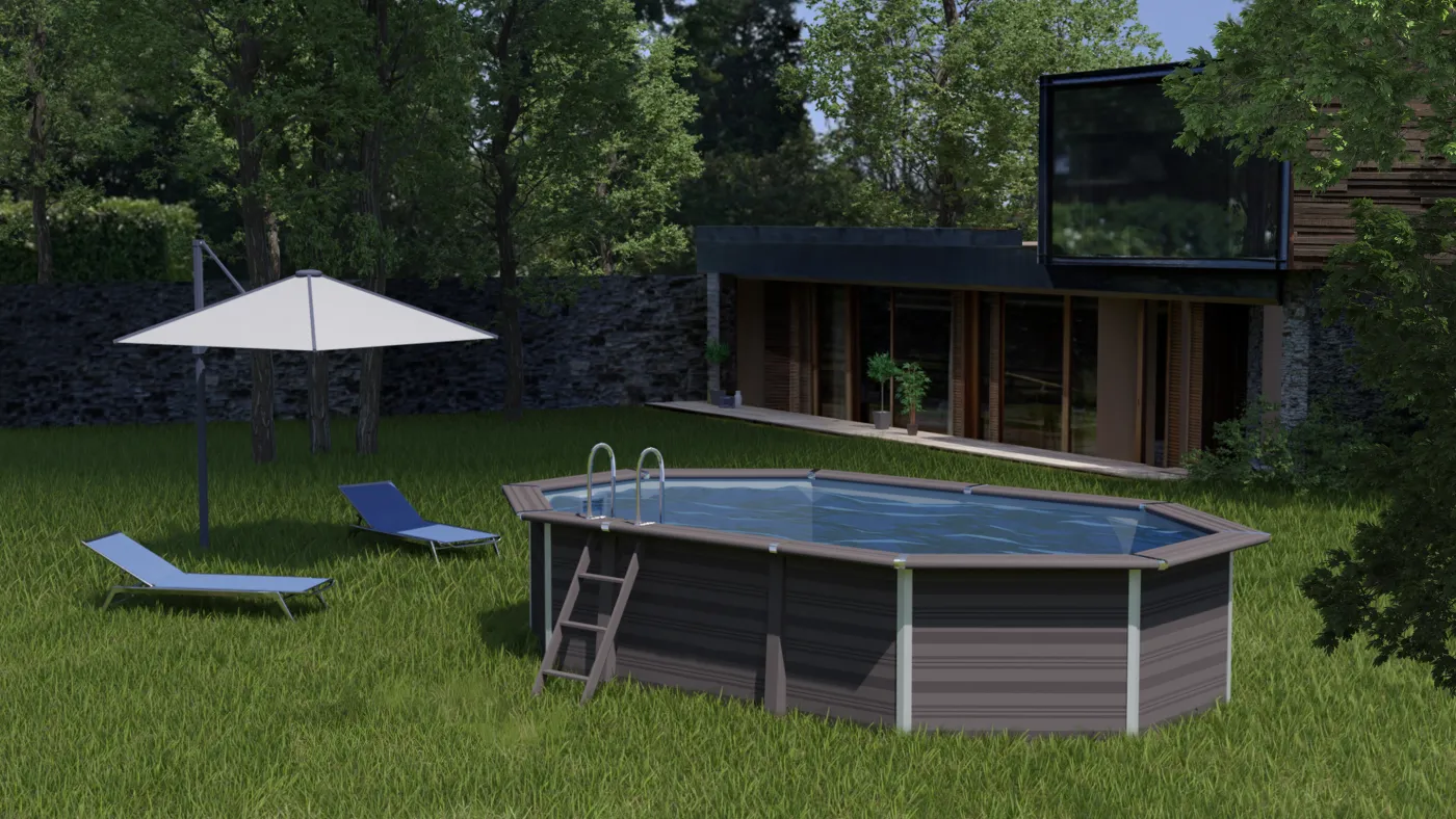 Piscina fuori terra rigida GRE Avangarde grigio L int 7.58 x 3.4 m 3