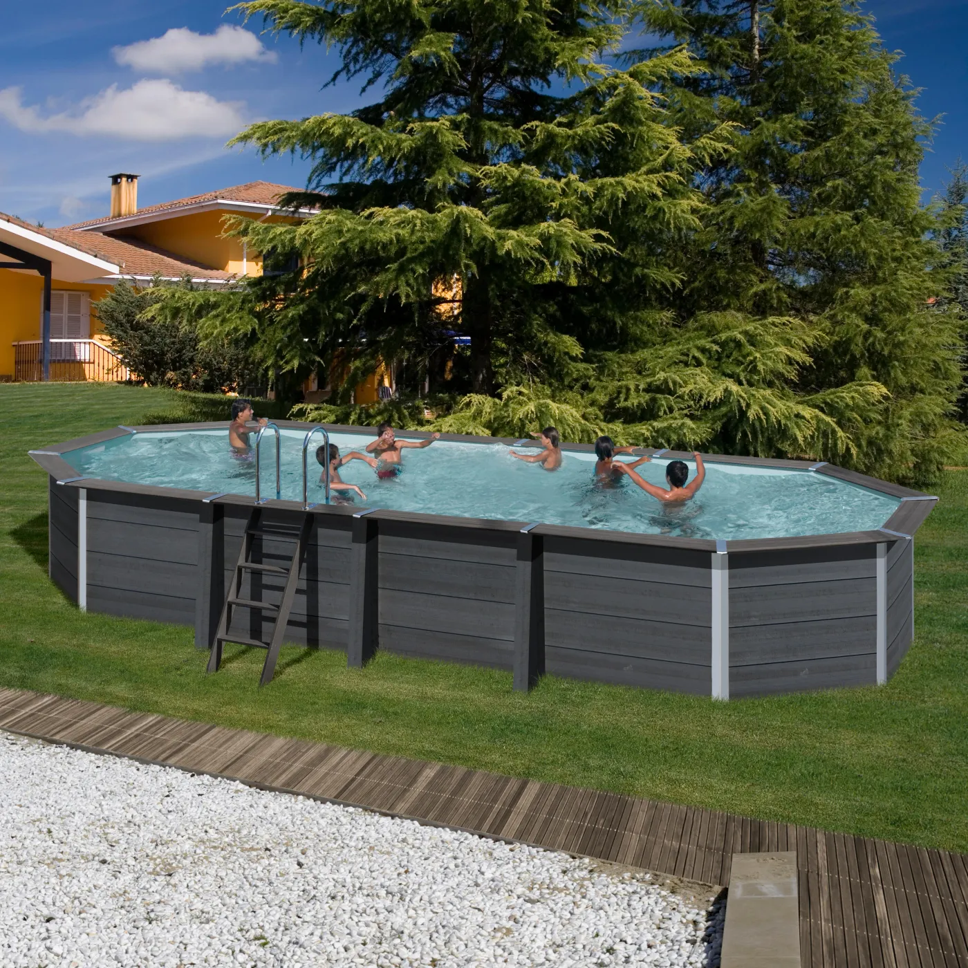 Piscina fuori terra rigida GRE Avangarde grigio L int 7.58 x 3.4 m 2