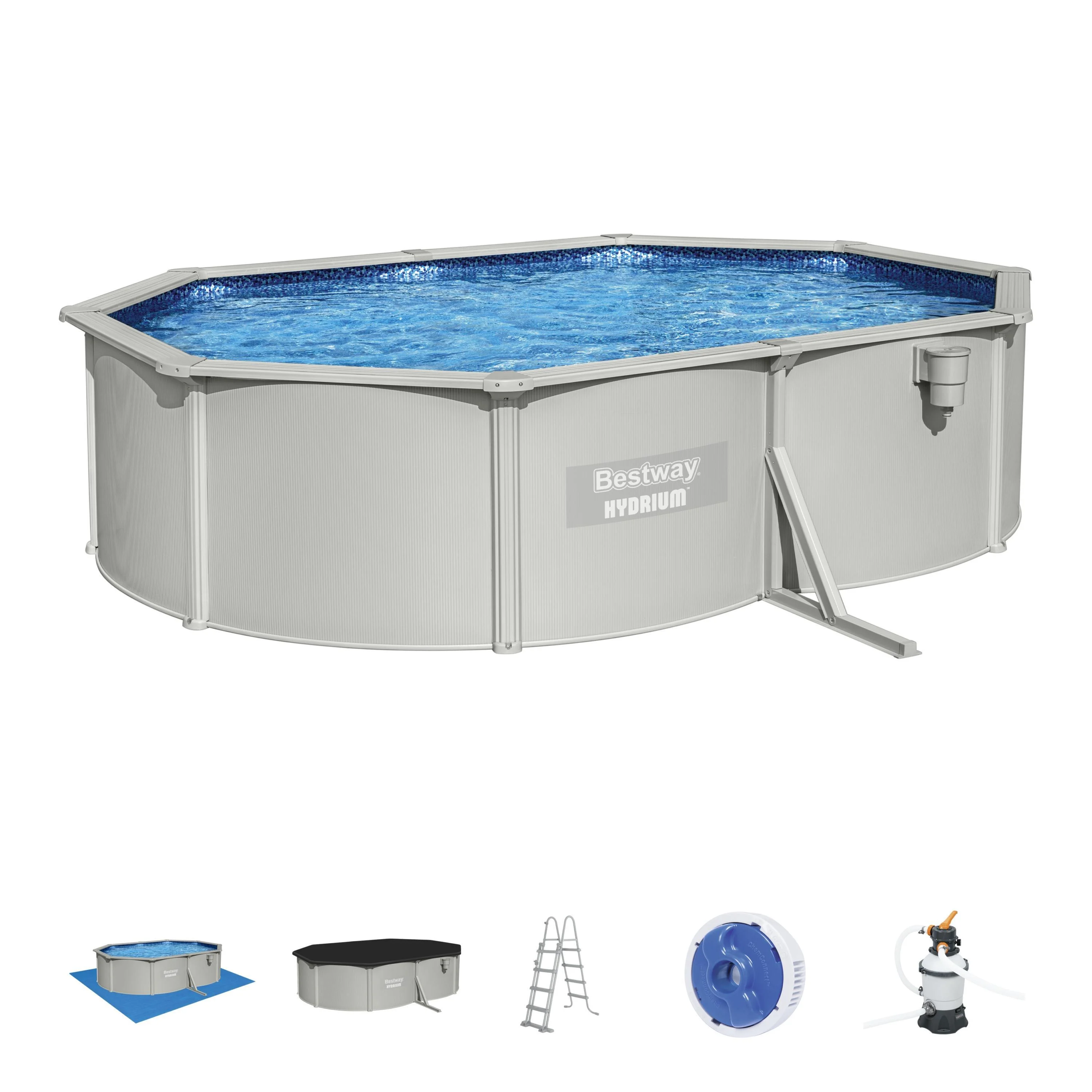Piscina fuori terra rigida BESTWAY Hydrium Set grigio L int 5 x 3.6 m 6