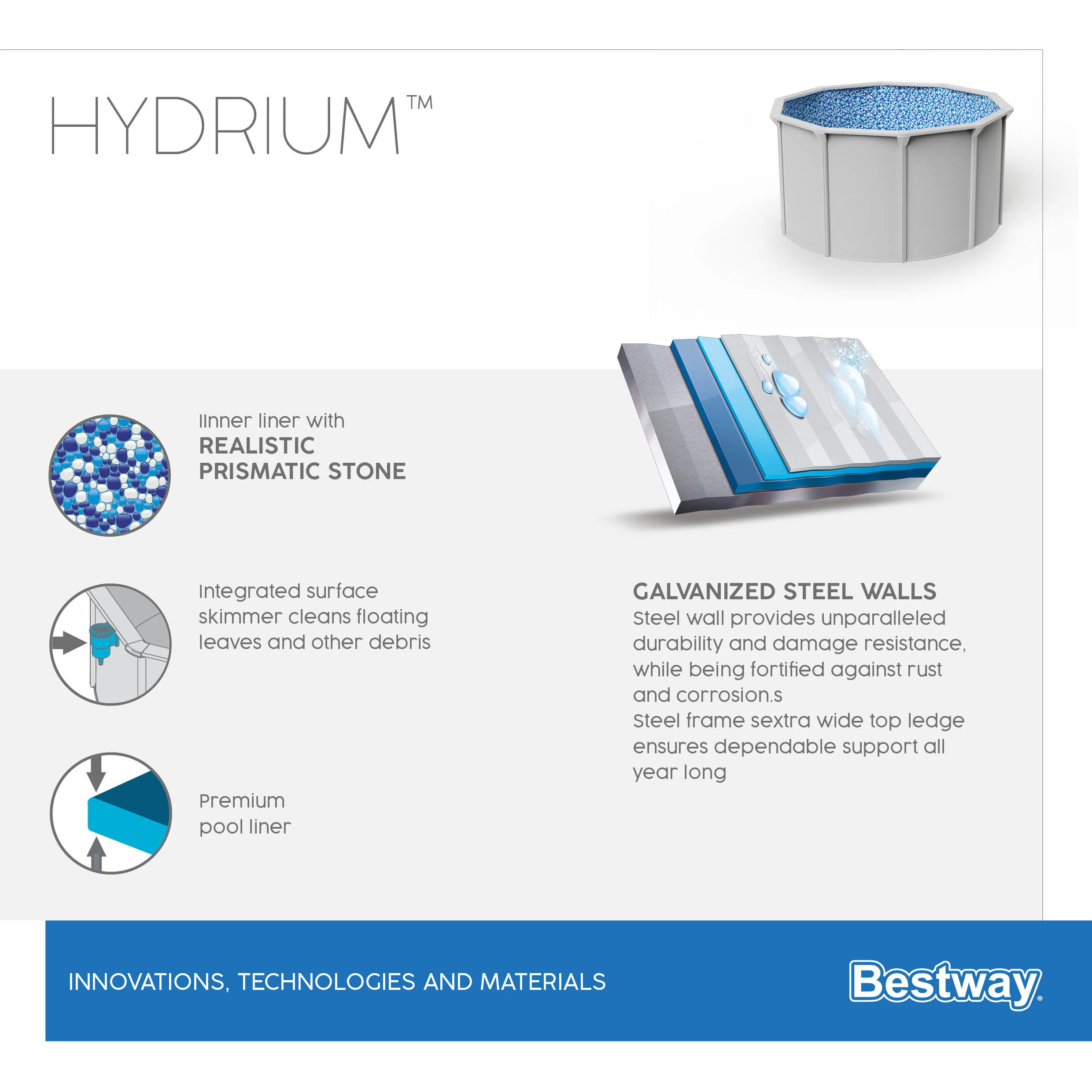 Piscina fuori terra rigida BESTWAY Hydrium grigio H 1.2 x D 3.2 m 8