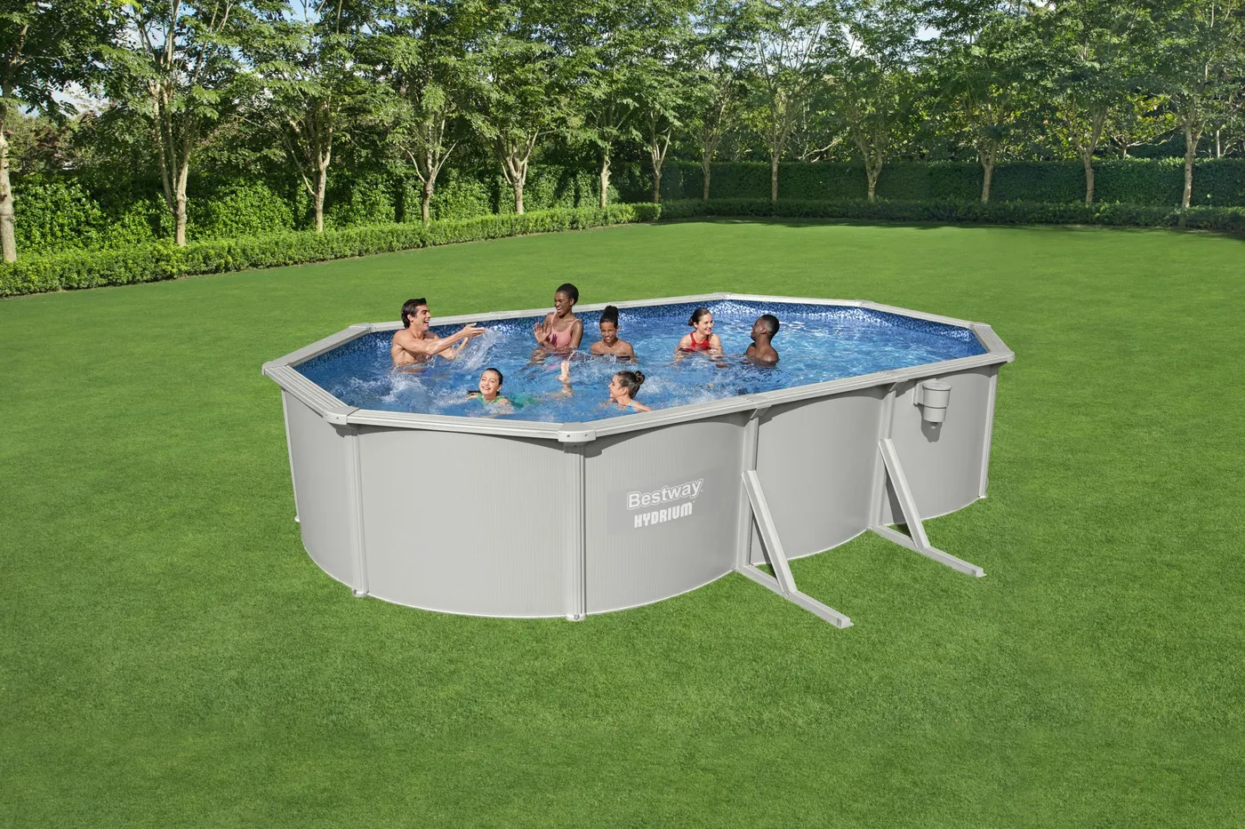 Piscina fuori terra rigida BESTWAY Hydrium Set grigio L int 6.1 x 3.6 m 6