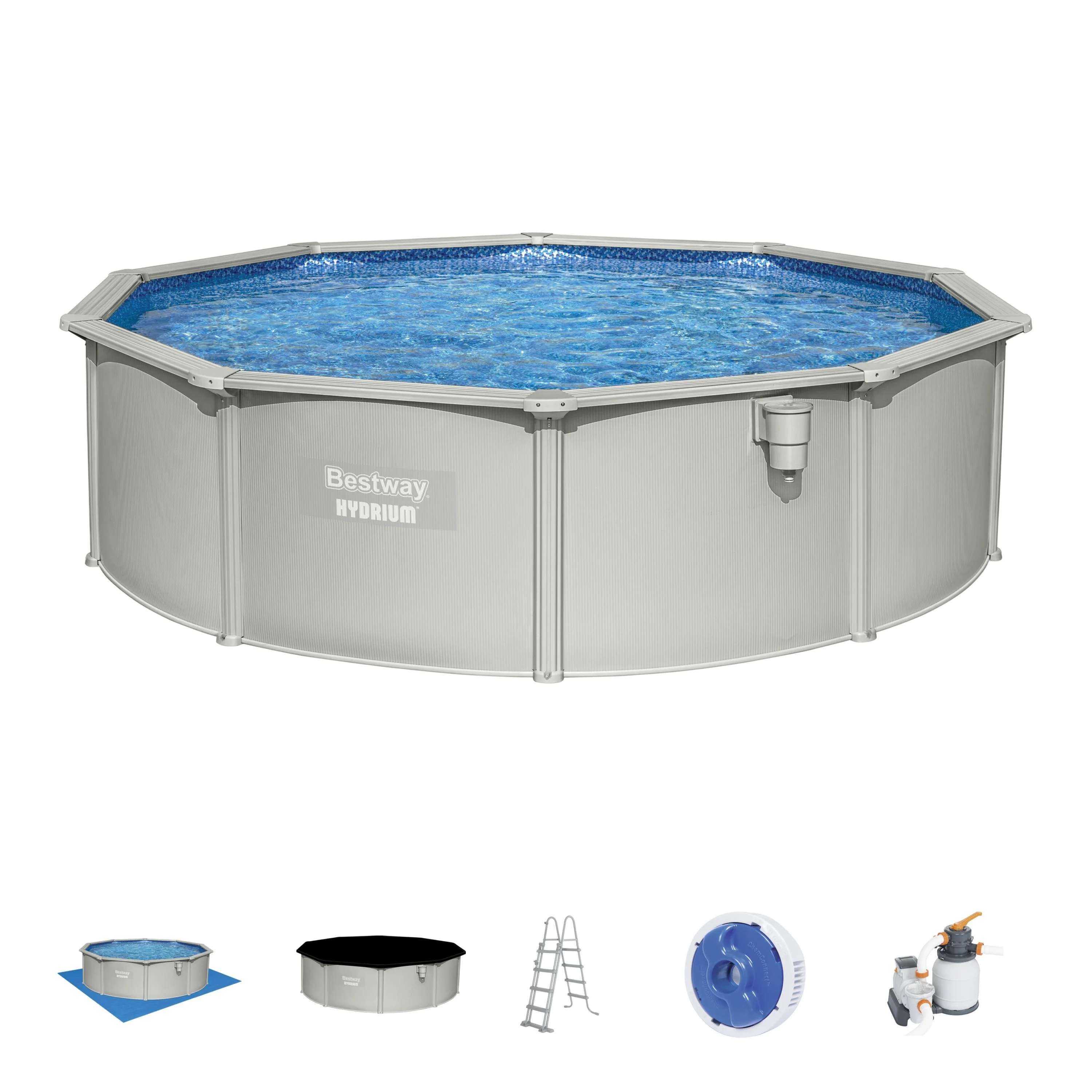 Piscina fuori terra rigida BESTWAY Hydrium Set grigio H 1.2 x D 4.8 m 2