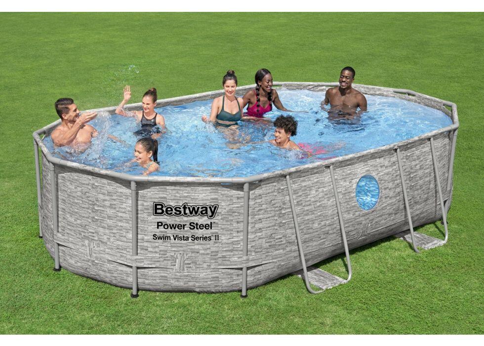 Piscina fuori terra tubolare BESTWAY Swimvista grigio H 1.07 x L int 4.88 x 3.05 m 2