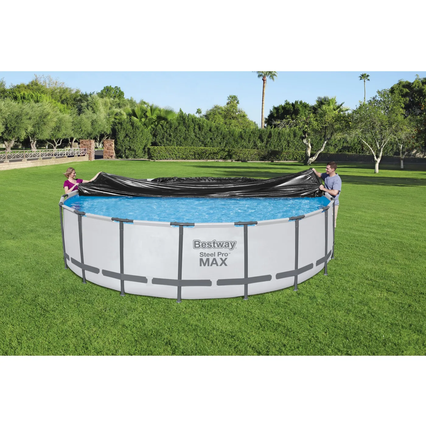 Copertura invernale per piscina tondo BESTWAY in pvc nero Ø 549 cm 2