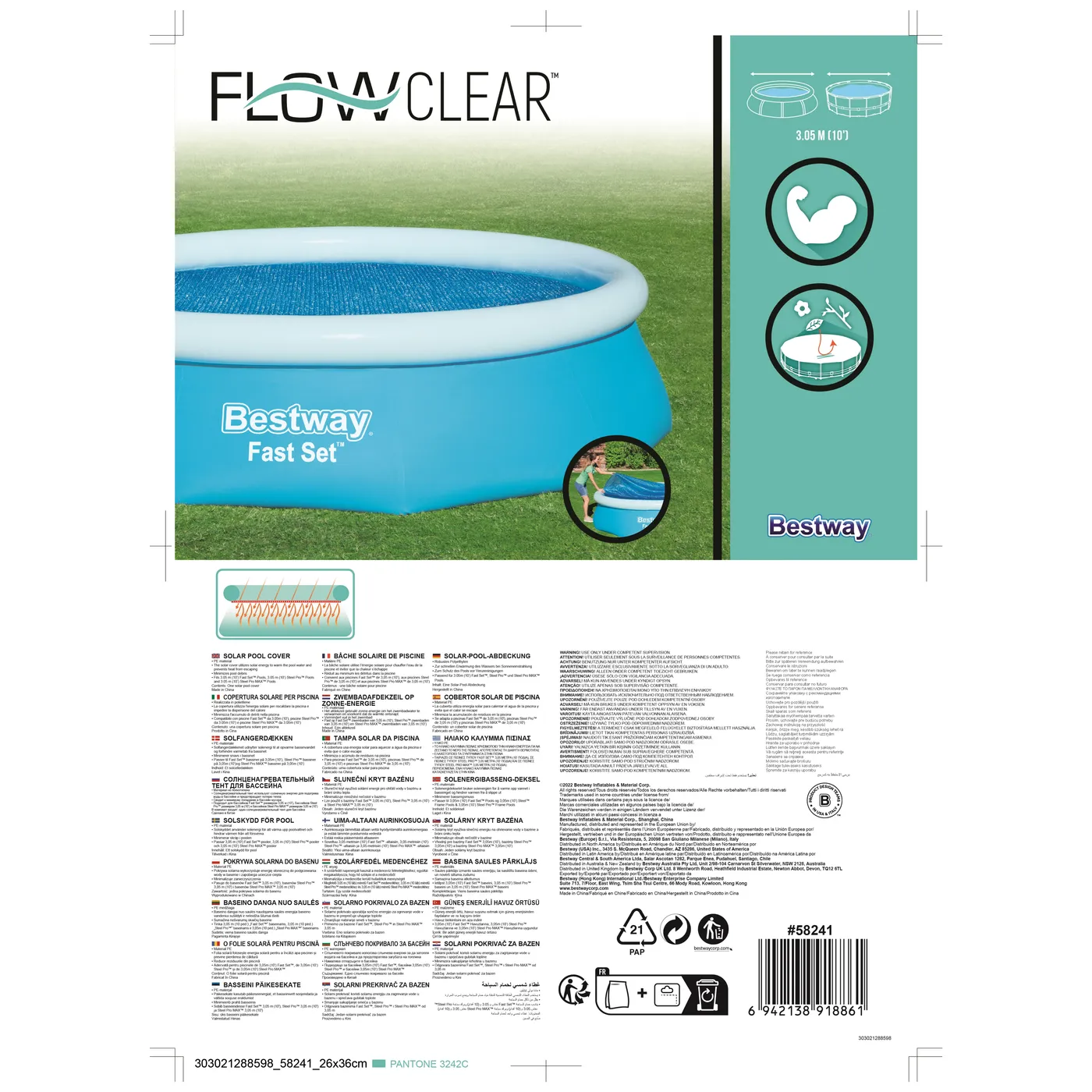 Copertura termica per piscina tondo BESTWAY in polietilene blu Ø 289 cm 6