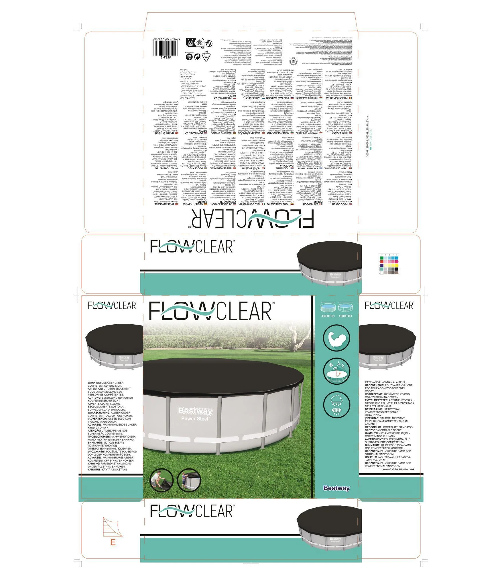 Copertura per piscina tondo BESTWAY in pvc nero Ø 493 cm 8