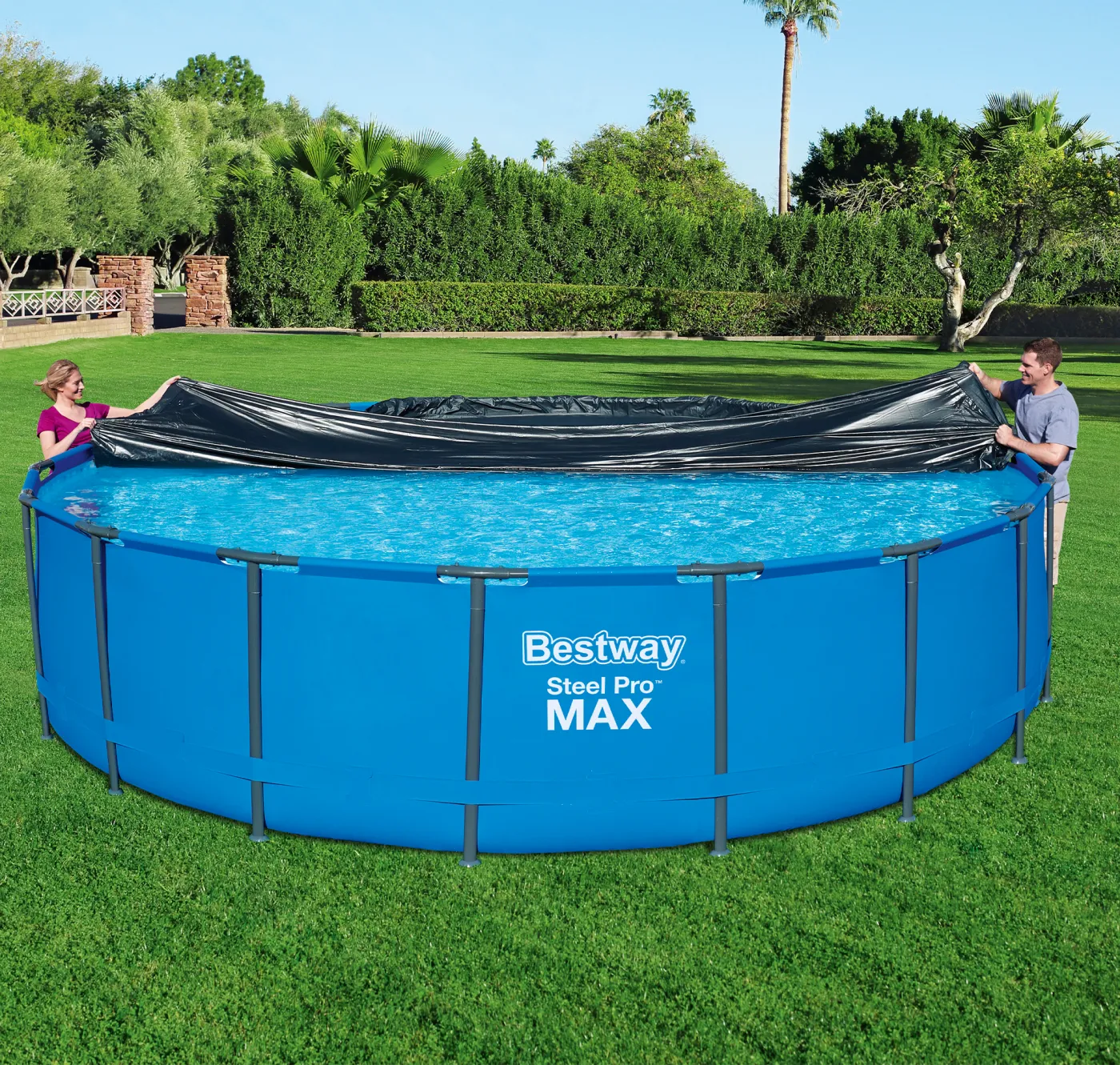Copertura invernale per piscina tondo BESTWAY in pvc nero Ø 549 cm 4