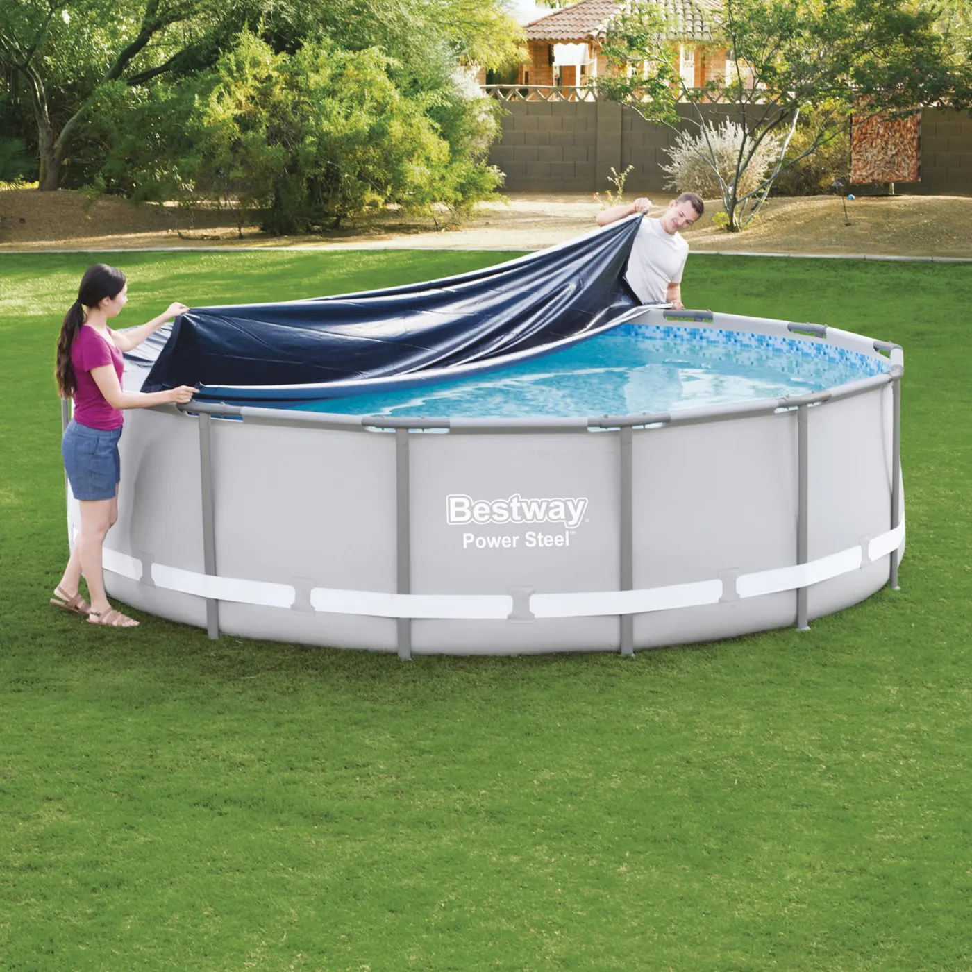 Copertura di sicurezza per piscina tondo BESTWAY in pvc nero Ø 427 cm 7