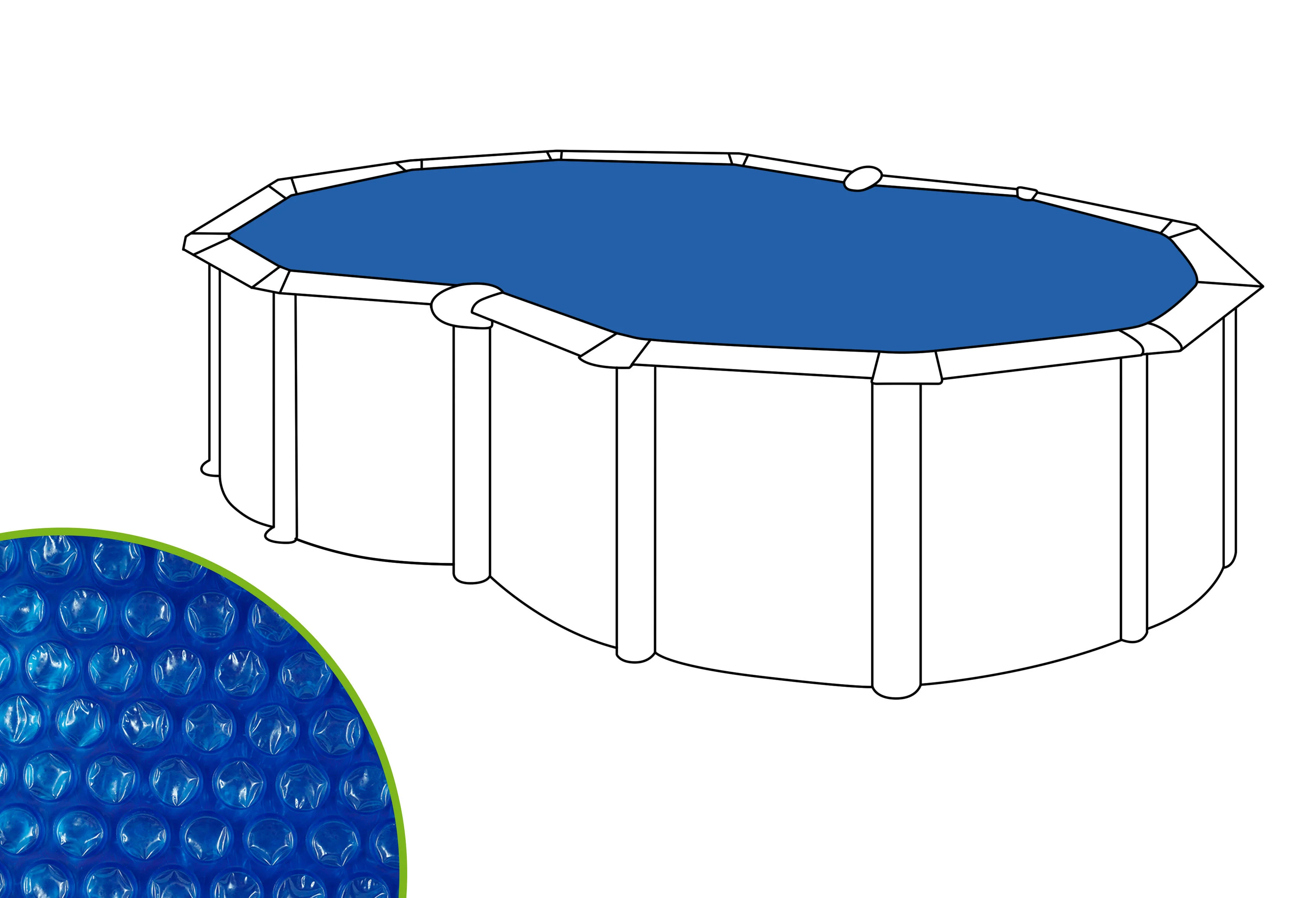 Copertura termica per piscina ovale GRE CPROV700 in polietilene 710 x 445 cm 3