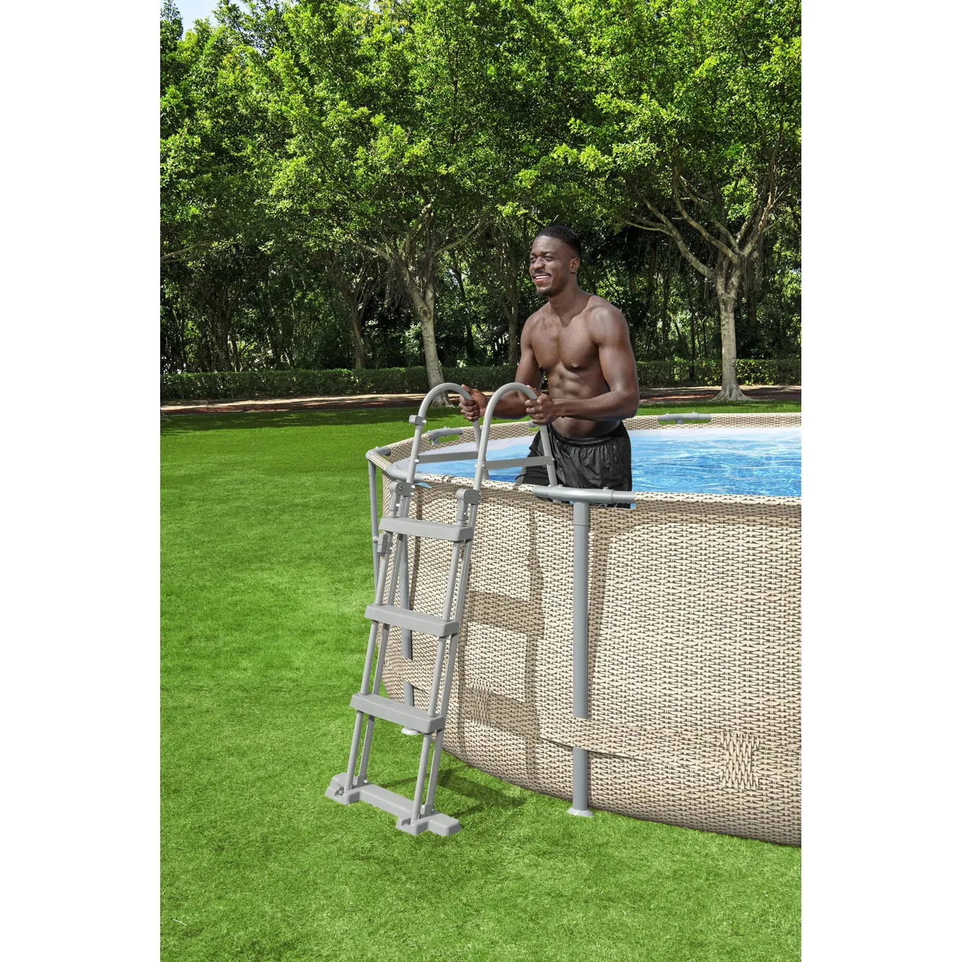 Scaletta per piscina rimovibile tubolare o portatile in acciaio Bestway 3 gradini 107 cm 4