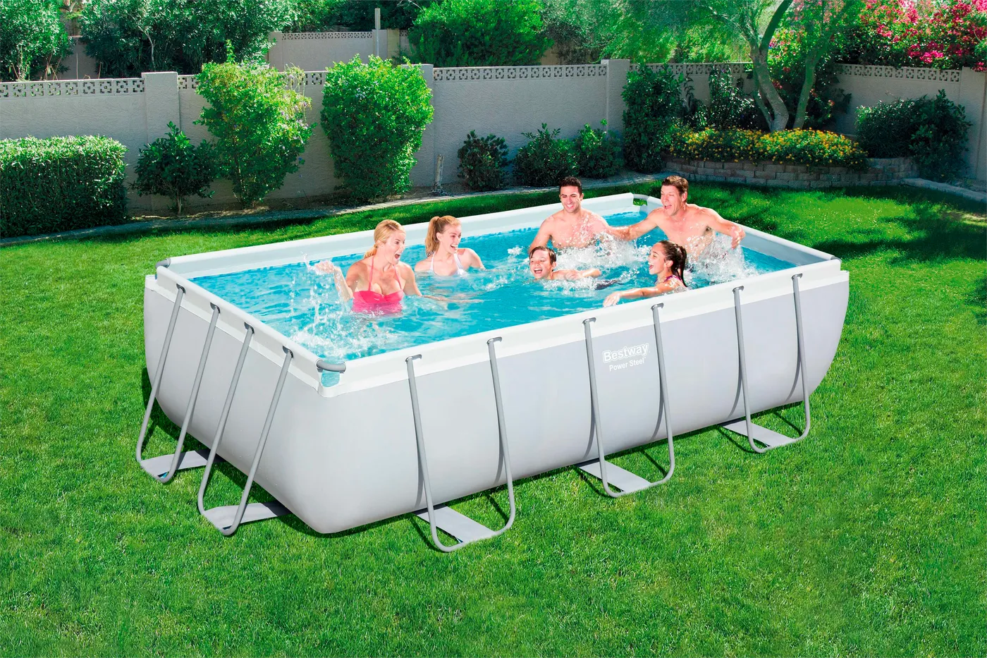 Piscina fuori terra tubolare BESTWAY Power grigio chiaro H 1 x L int 3.82 x 1.81 m