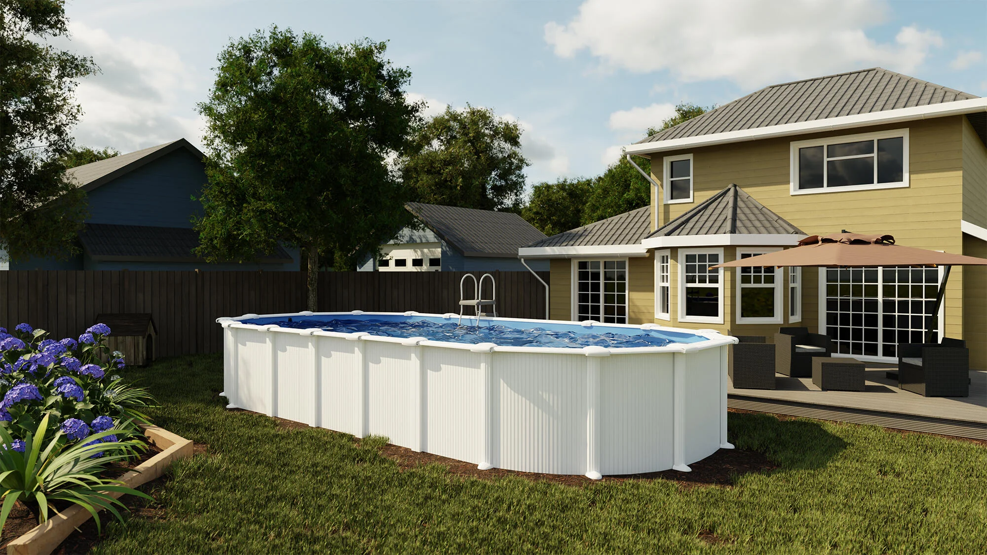 Piscina fuori terra rigida GRE Haiti bianco L int 9.15 x 4.7 m 4