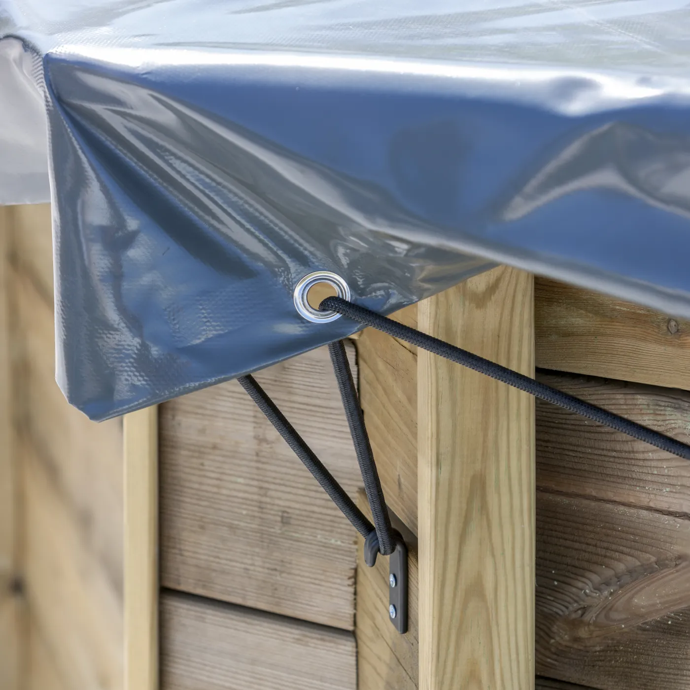 Copertura invernale per piscina ovale GRE in pvc grigio 591 x 405 cm 2