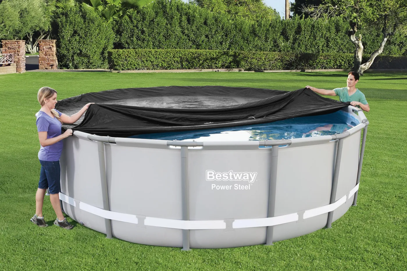 Copertura per piscina tondo BESTWAY in pvc nero Ø 493 cm 3