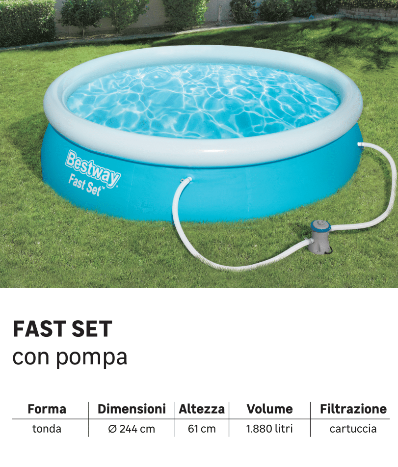 Piscina gonfiabile BESTWAY Fast Set, con pompa Ø 2.44 H 0.61 m 4