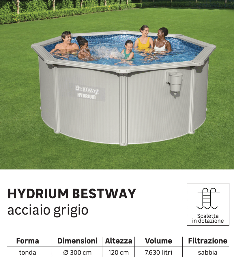 Piscina fuori terra rigida BESTWAY Hydrium grigio H 1.2 x D 3.2 m