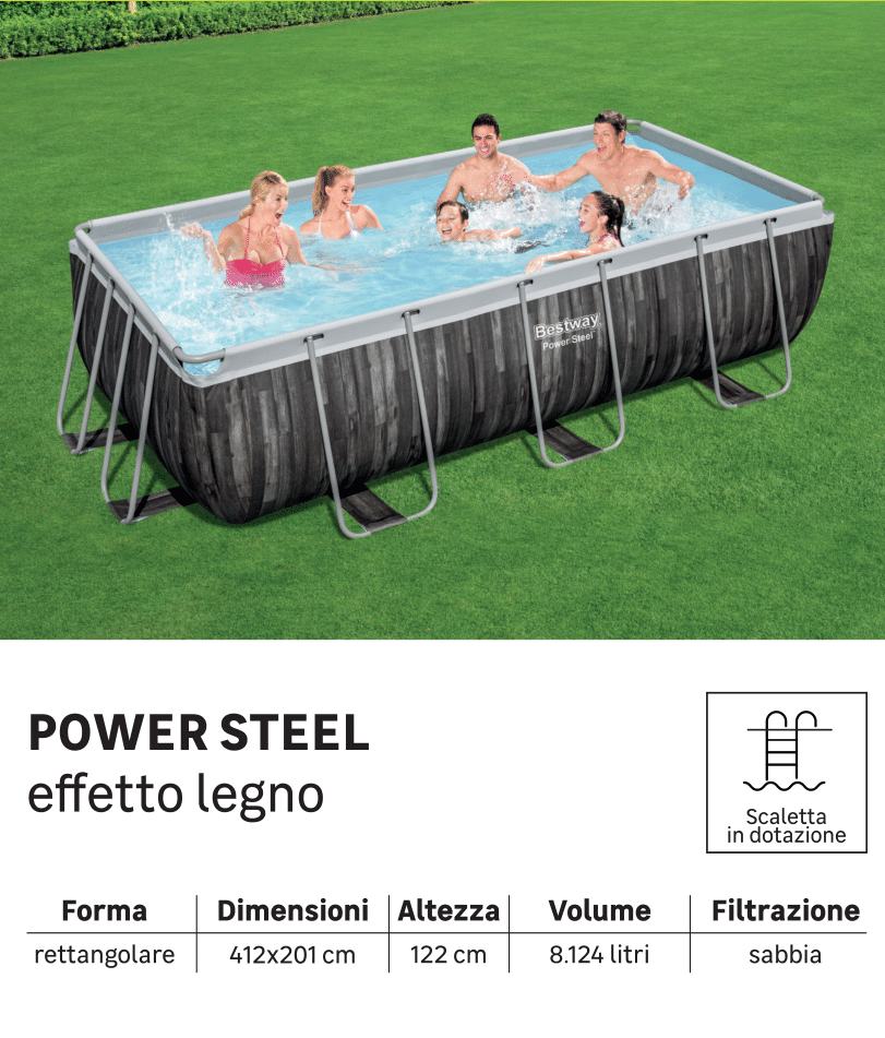 Piscina fuori terra tubolare BESTWAY Power Steel2 L int 4.12 x 2.01 m