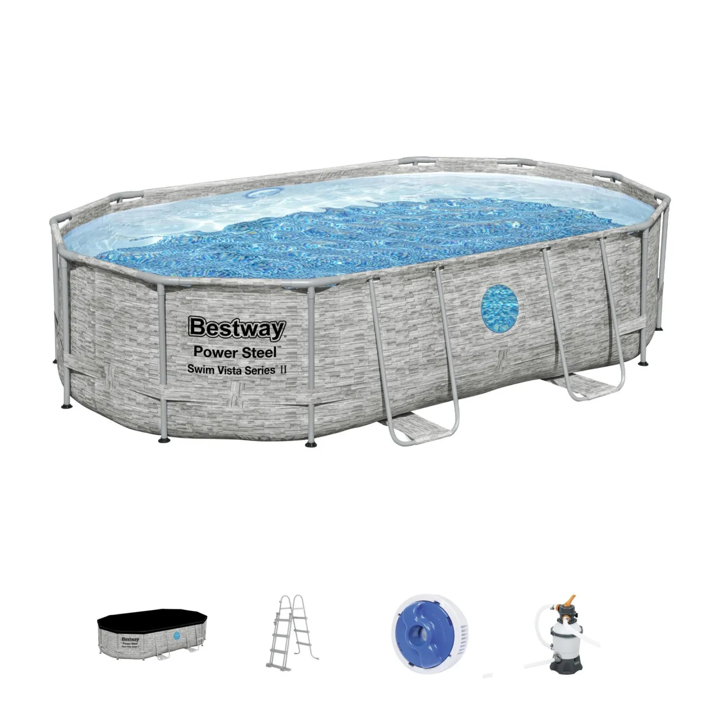 Piscina fuori terra tubolare BESTWAY Swimvista grigio H 1.07 x L int 4.88 x 3.05 m