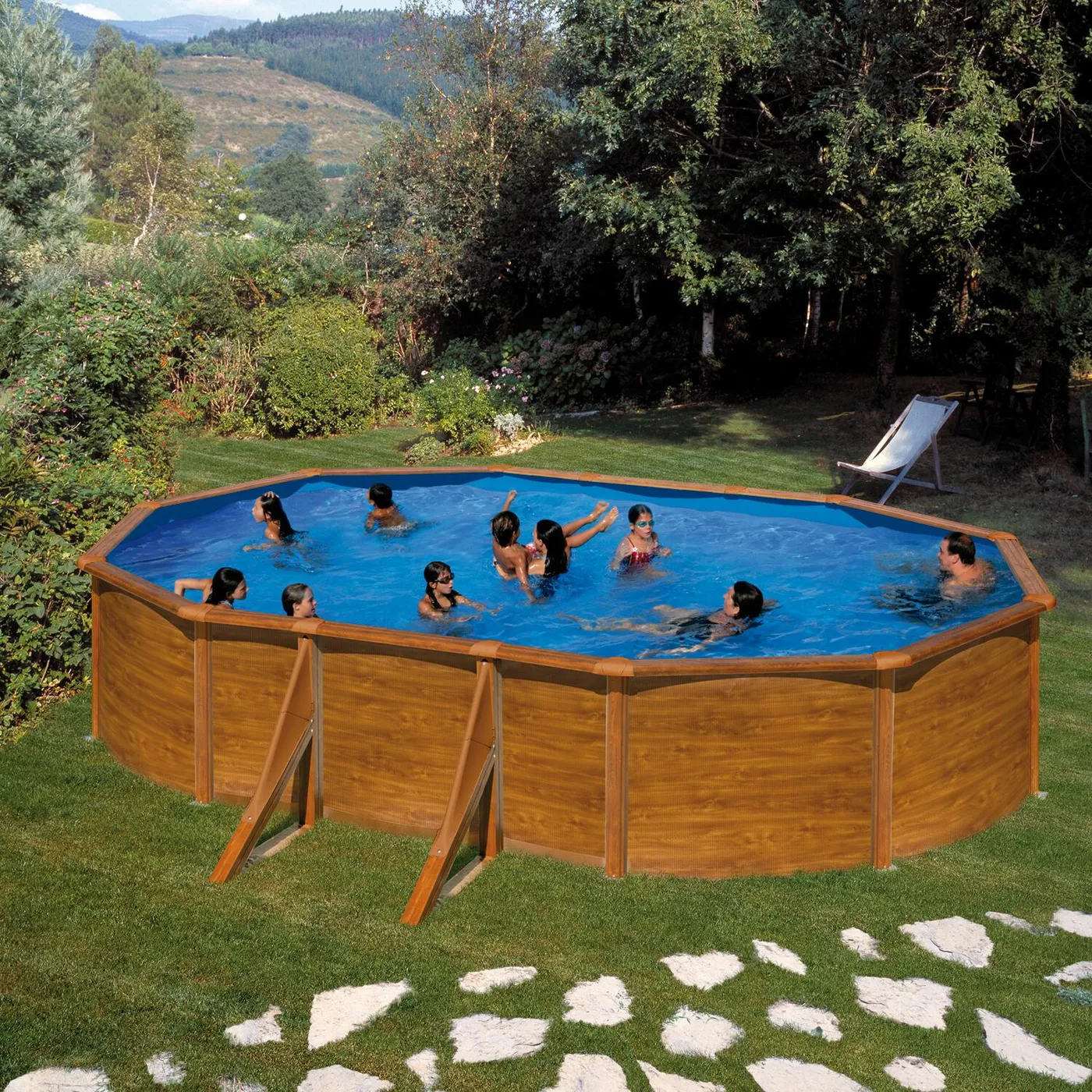 Piscina fuori terra rigida GRE Mauritius marrone L int 6.1 x 3.75 m