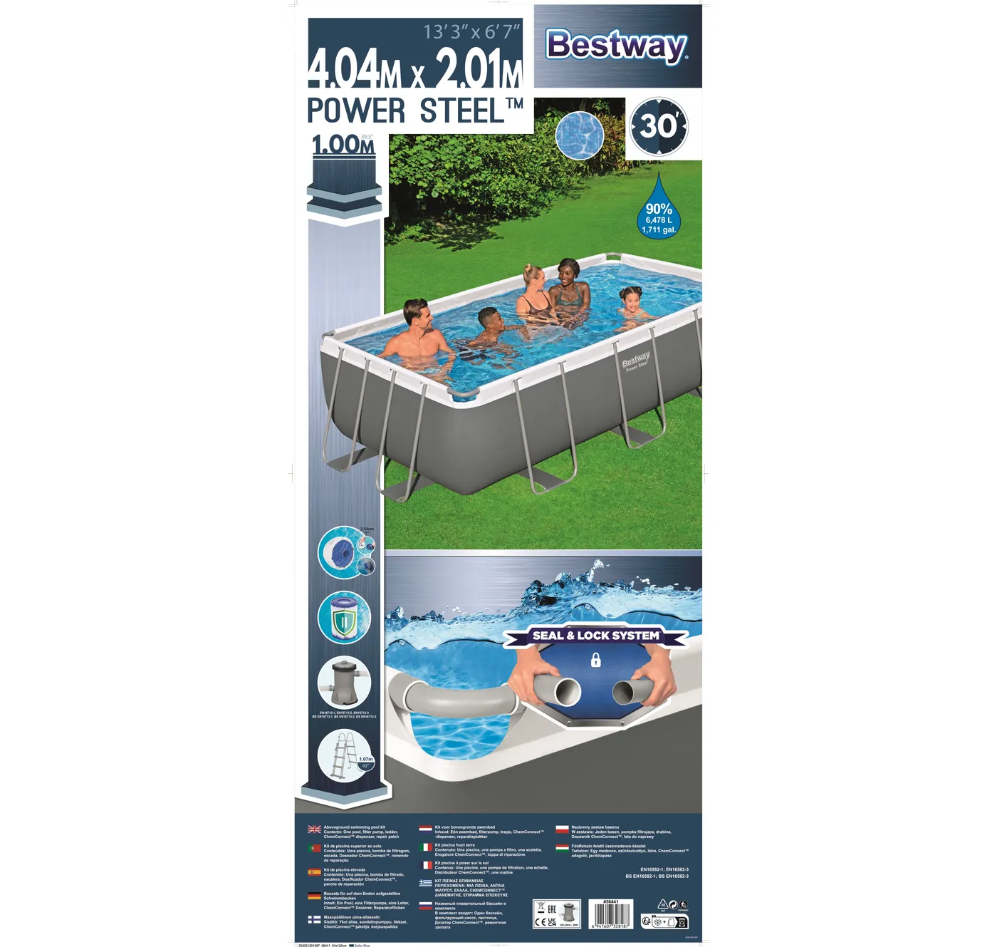 Piscina fuori terra tubolare BESTWAY Power grigio scuro H 1 x L int 3.82 x 1.81 m 3