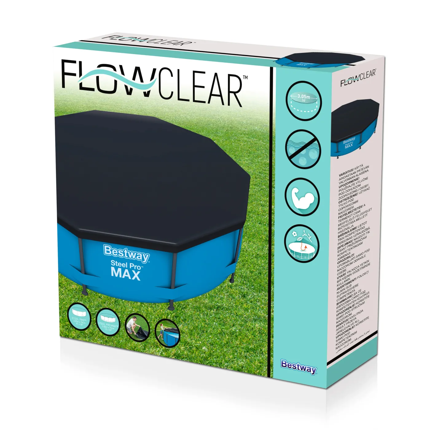 Copertura di sicurezza per piscina tondo BESTWAY in pvc nero Ø 305 cm 7