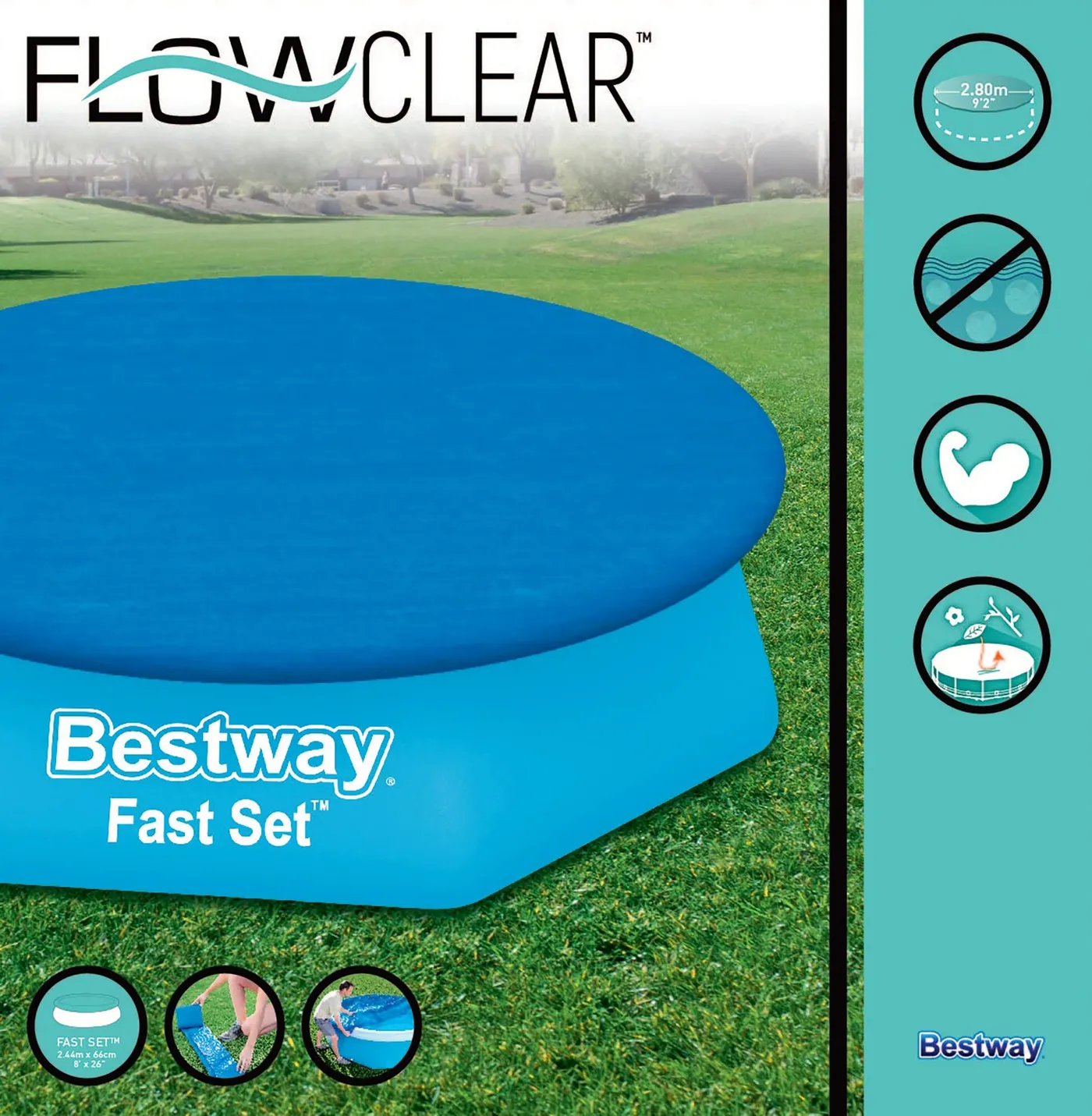 Copertura per piscina tondo BESTWAY COPRIPISCINA FAST SET in pvc nero Ø 244 cm 8