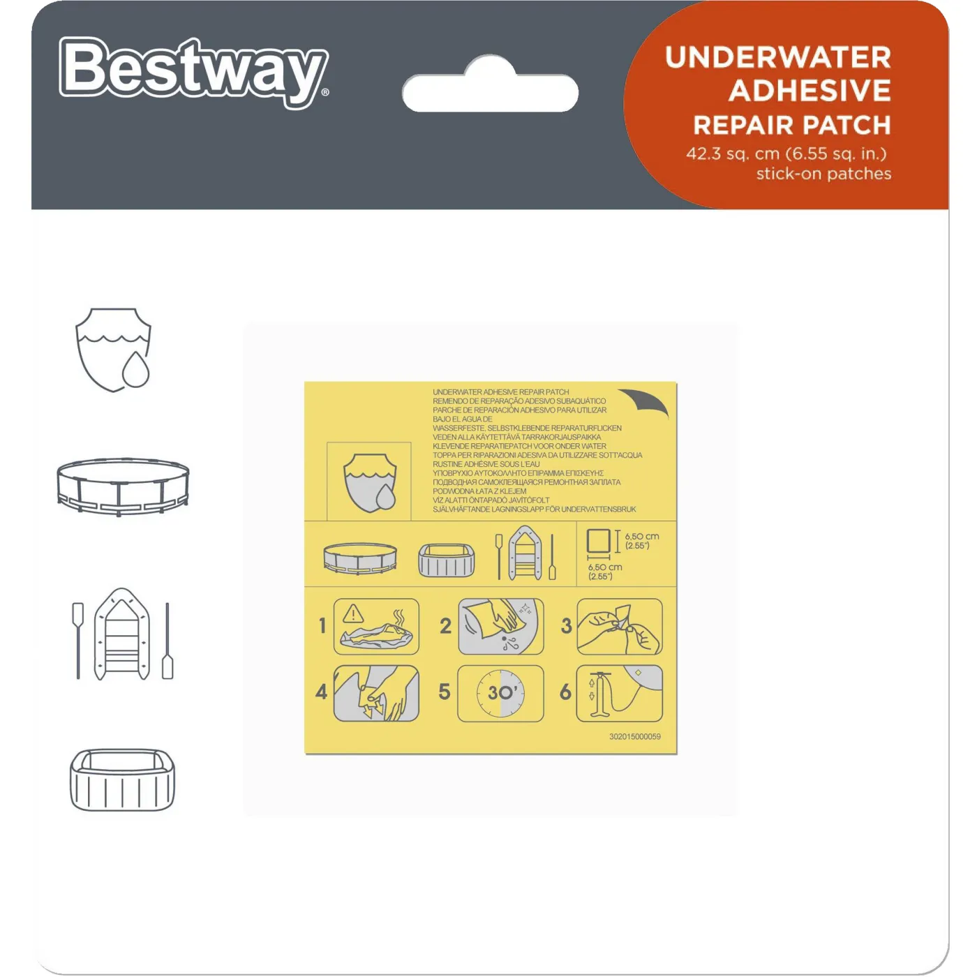 Kit di riparazione per liner piscina trasparente BESTWAY L 6.5 cm 4
