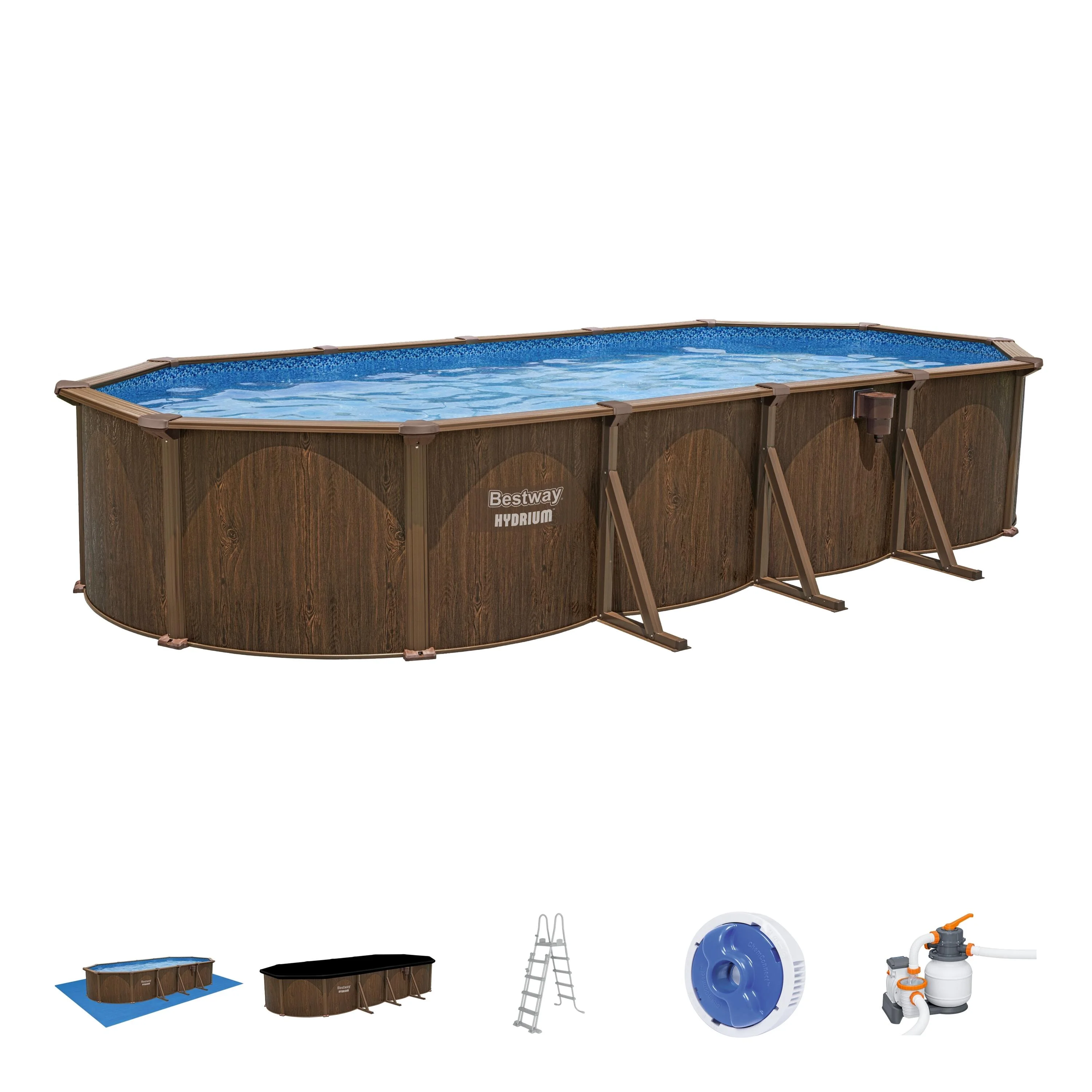 Piscina fuori terra rigida BESTWAY Hydrium marrone L int 7.3 x 3.6 m 3