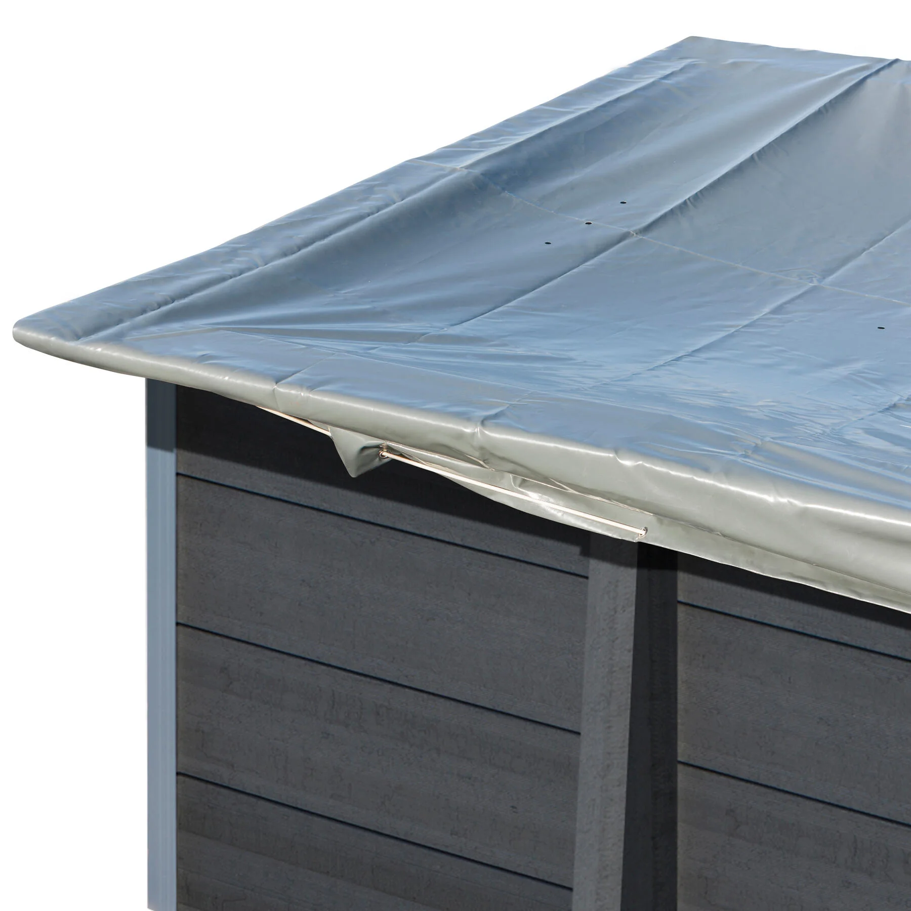 Copertura invernale per piscina rettangolare GRE in pvc grigio 656 x 360 cm