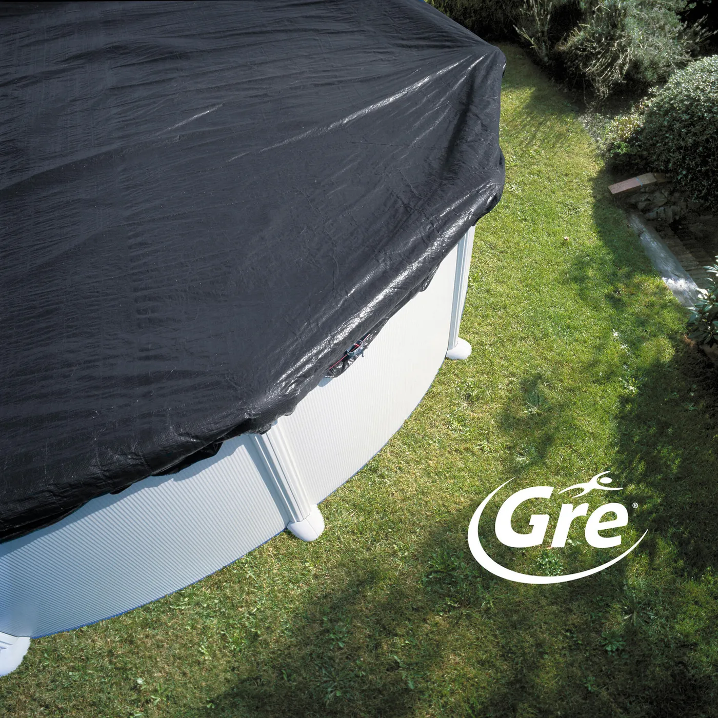 Copertura invernale per piscina ovale GRE in polietilene 820 x 460 cm