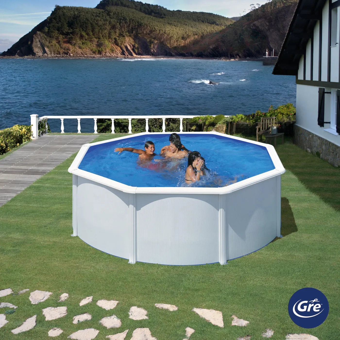 Piscina fuori terra tubolare GRE AQUALOON bianco H 1.2 x ⌀ 3.7 m
