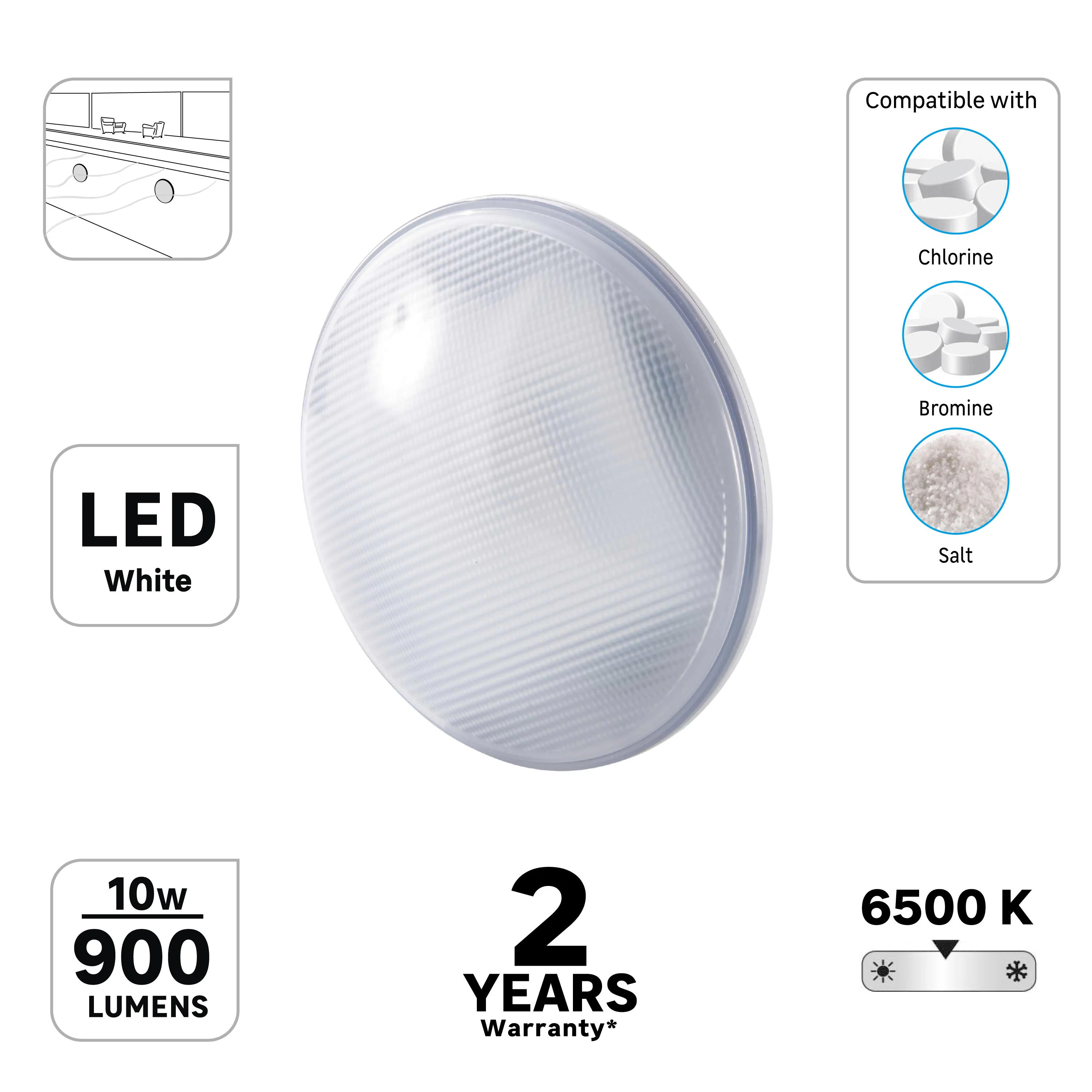 Lampada led per piscina interrata 10 W Ø 17 cm