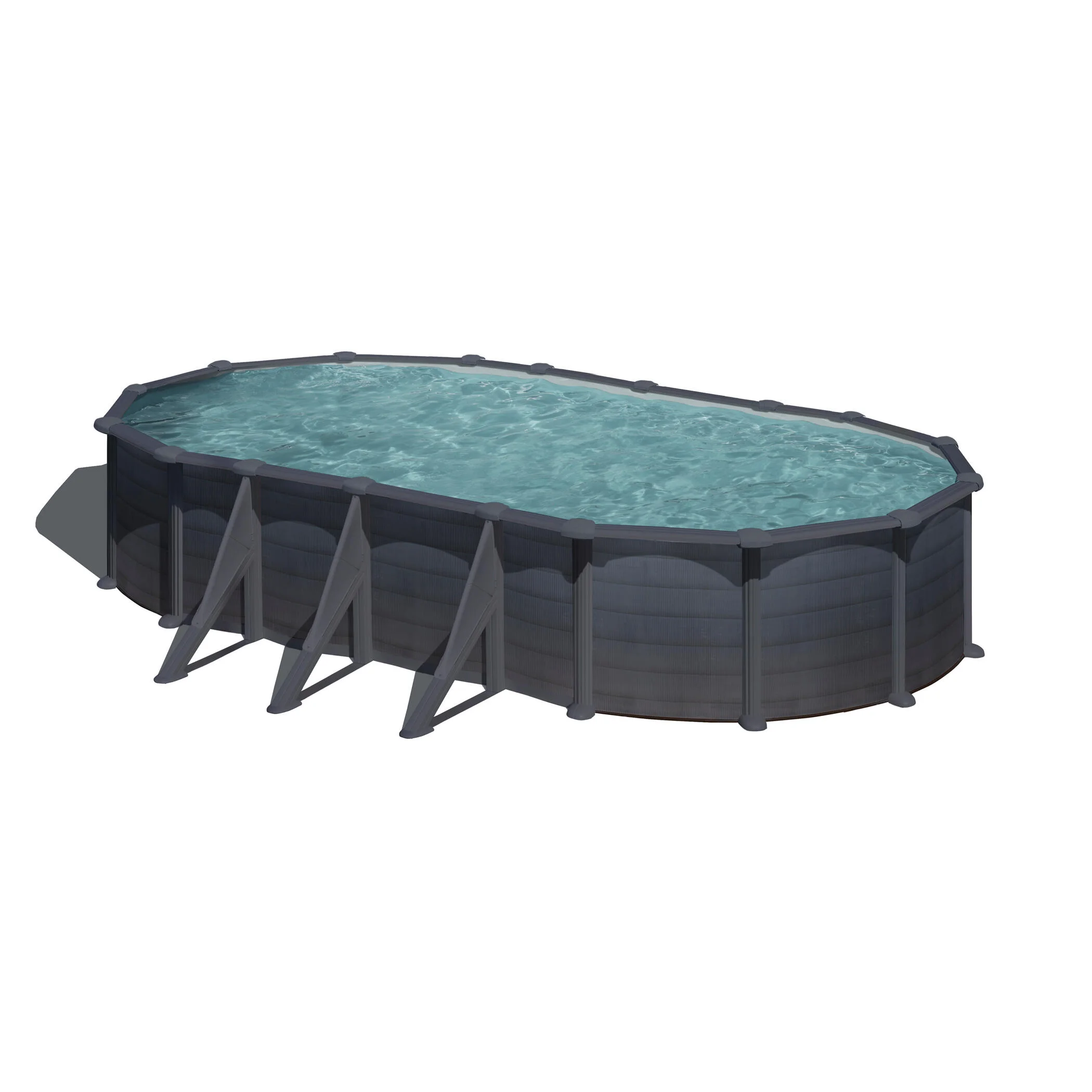 Piscina fuori terra rigida GRE Granada grigio L int 7.3 x 3.75 m 4