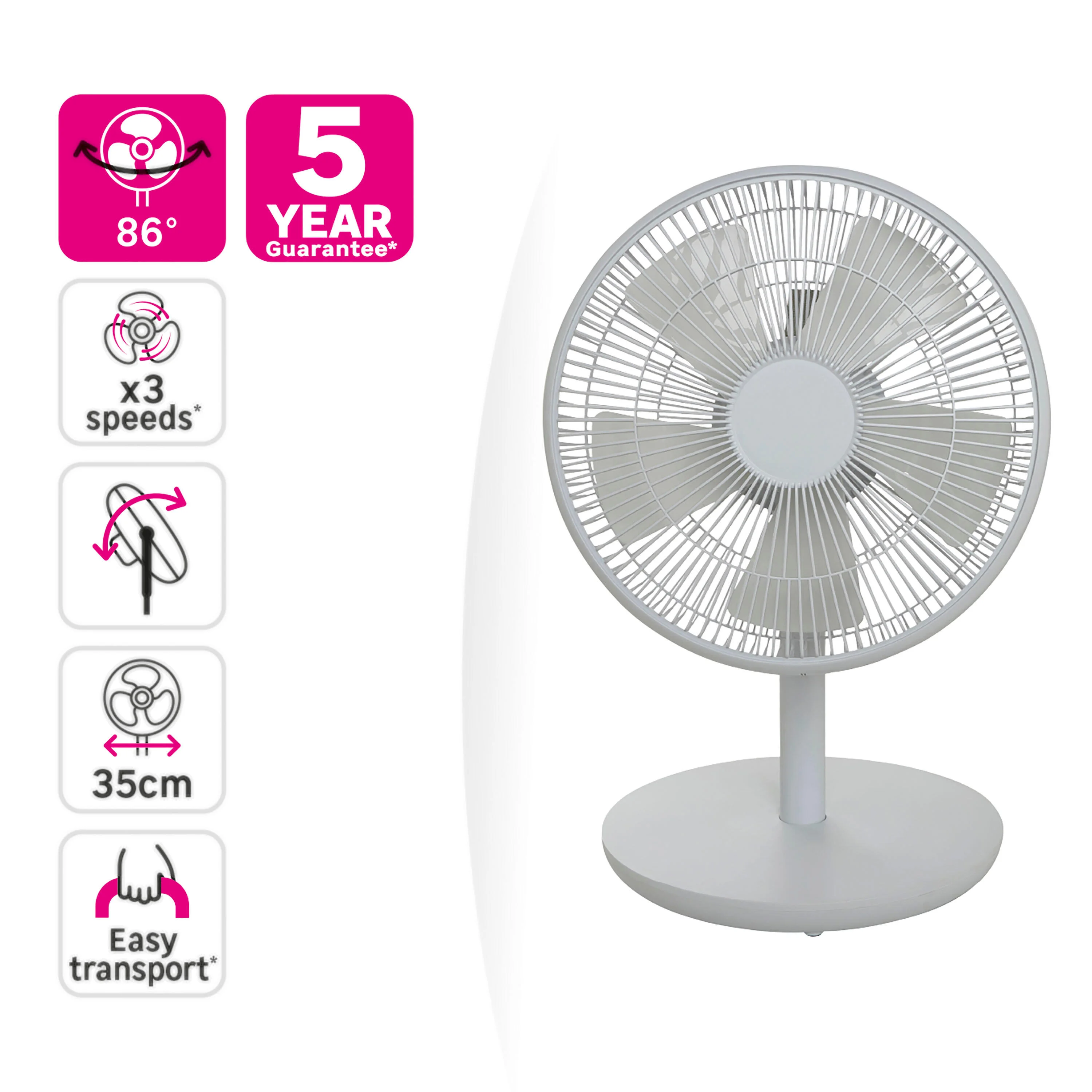 Ventilatore da scrivania EQUATION Loft bianco 35 W Ø 35 cm 8