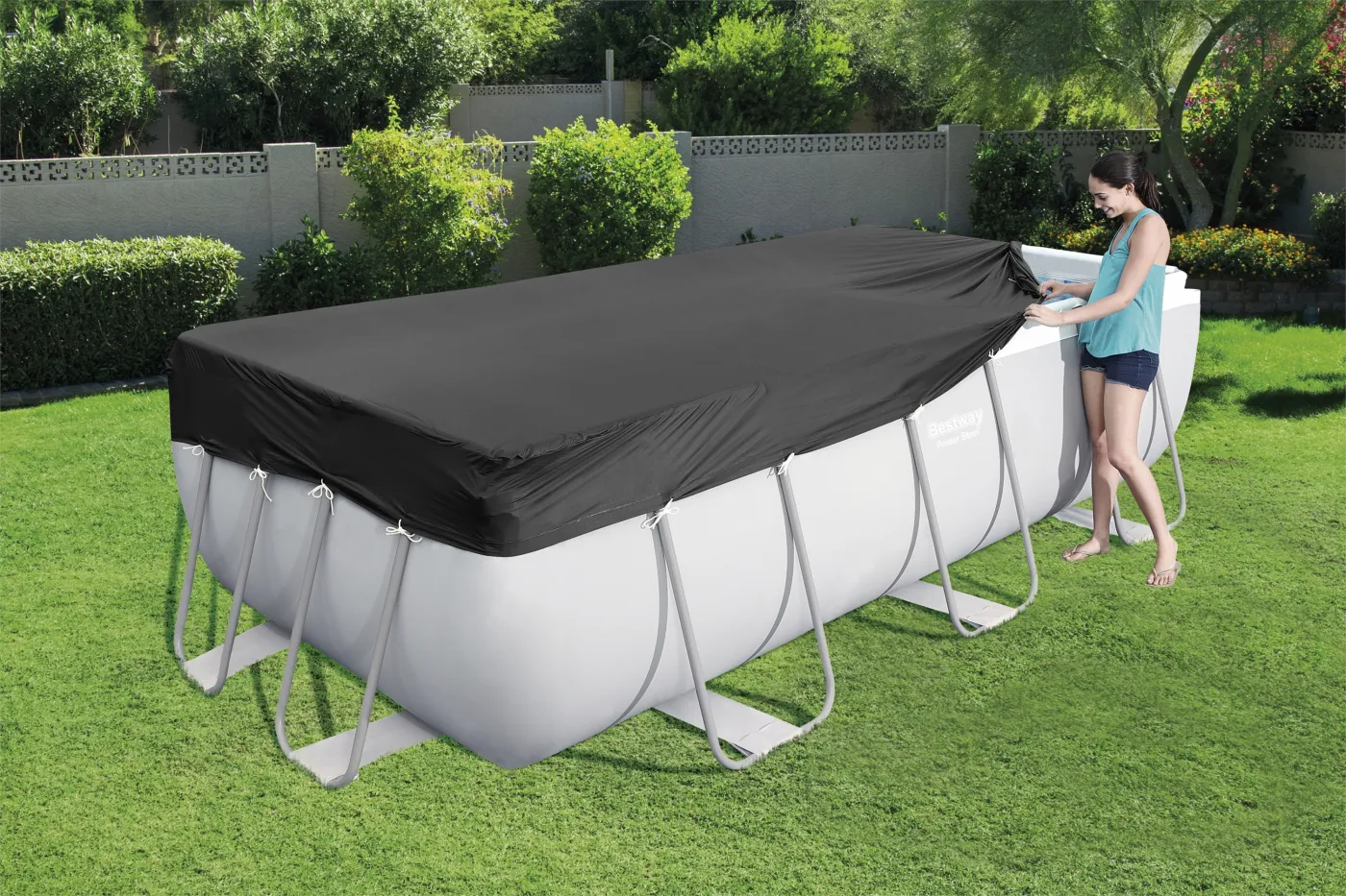 Copertura invernale per piscina rettangolare BESTWAY in pvc nero 396 x 185 cm