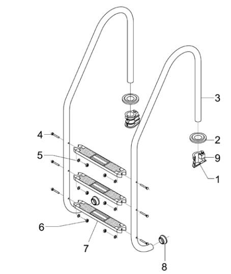 Scaletta per piscina interrata in inox Gre 40110 3 gradini 154 cm 3