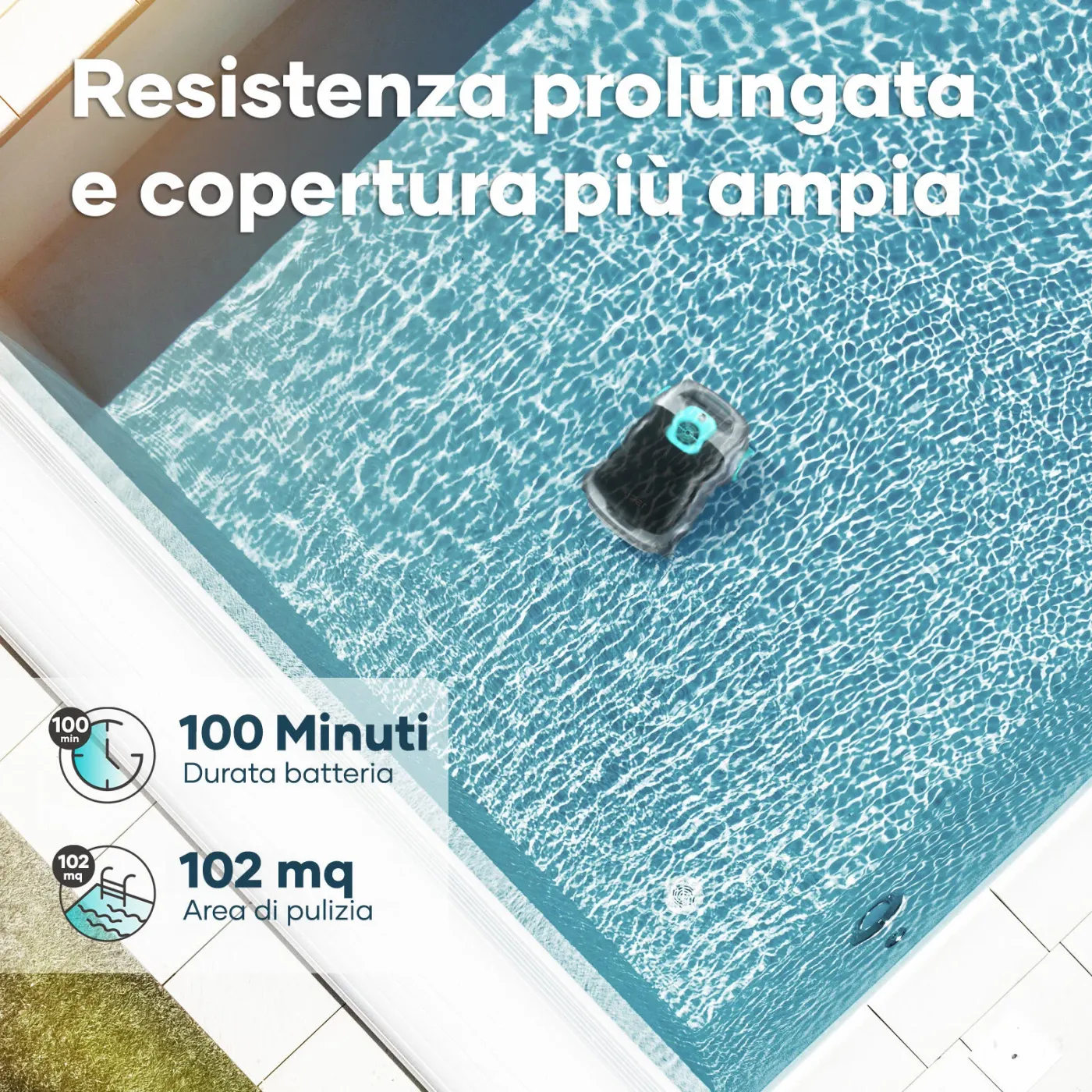 AIPER Scuba E1 Robot piscina senza fili, Sistema trimotore, Doppia filtrazione, Parcheggio automatico, Adatto a piscine fino a 100mq 8