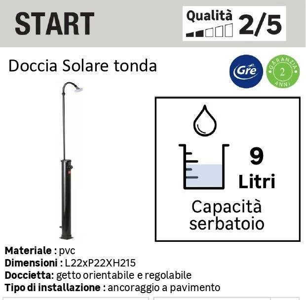 Doccia per piscina solare GRE 25 L, nero H 220 cm 7