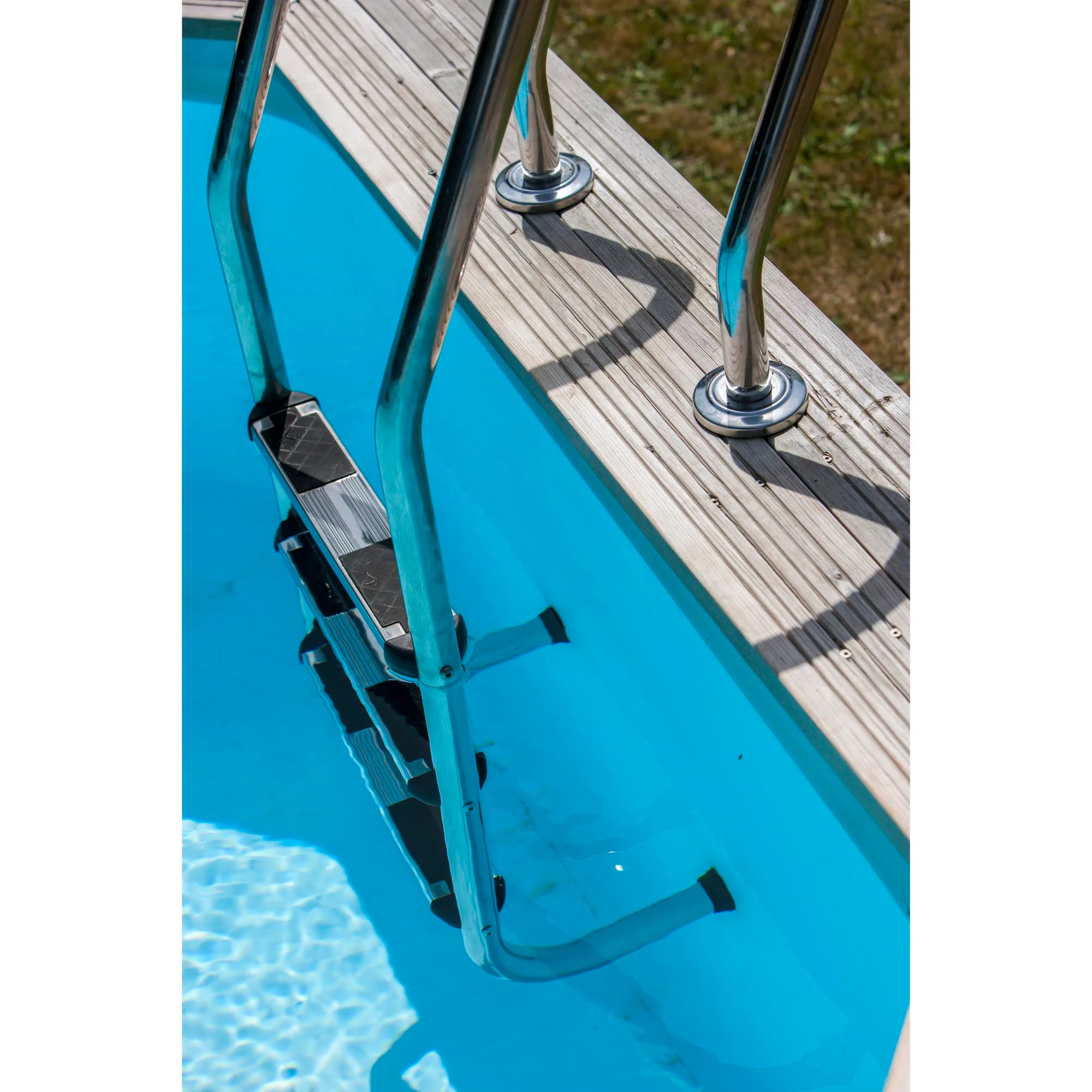 Scaletta per piscina fuori terra in legno in inox Gre 3 gradini 162.5 cm