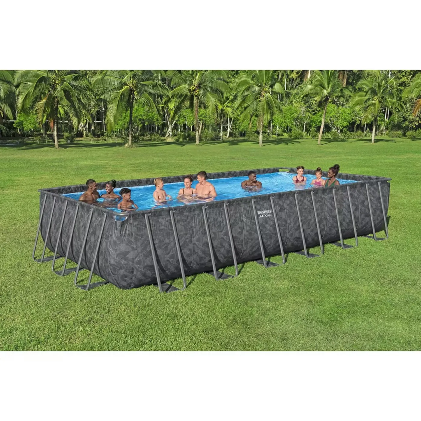 Piscina fuori terra tubolare BESTWAY grigio H 1.32 x L int 7.07 x 3.4 m