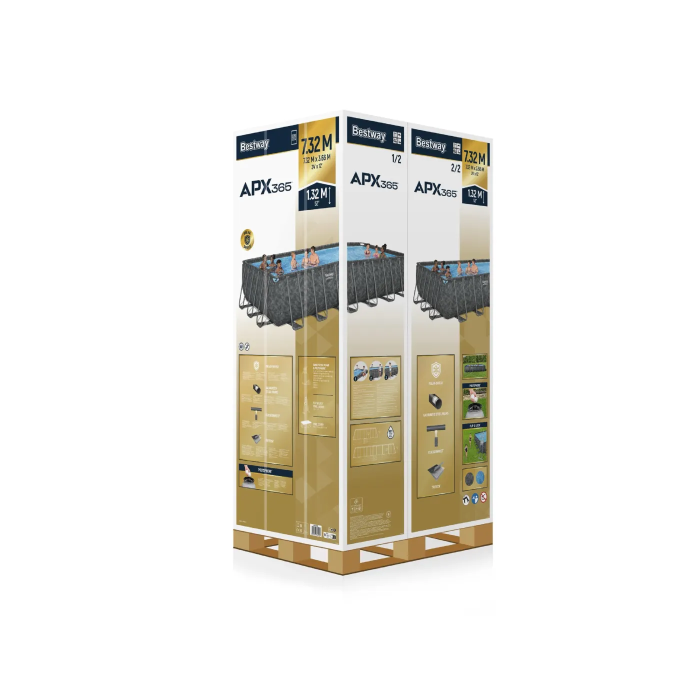 Piscina fuori terra tubolare BESTWAY grigio H 1.32 x L int 7.07 x 3.4 m 3
