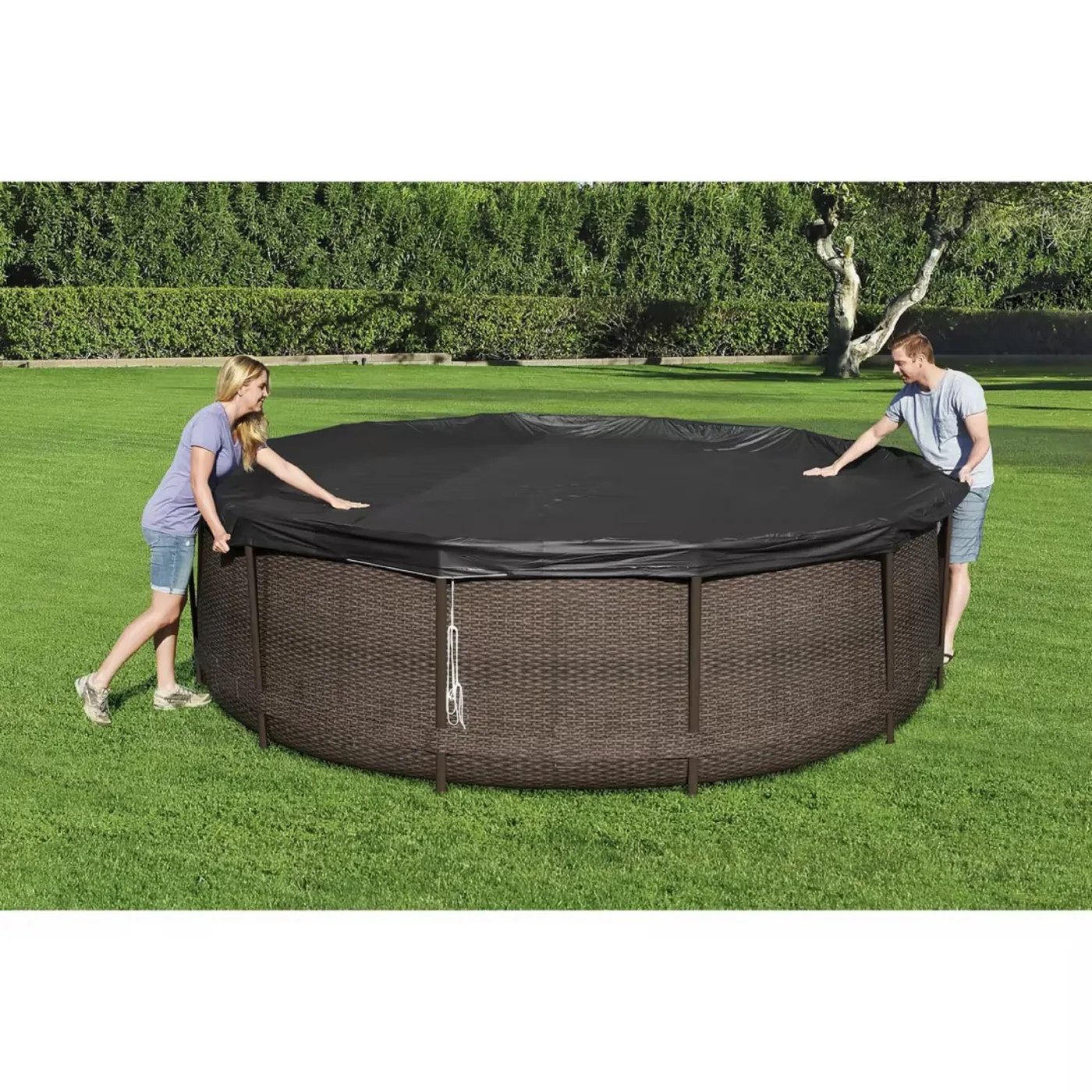 Copertura invernale per piscina tondo BESTWAY in pvc nero Ø 370 cm