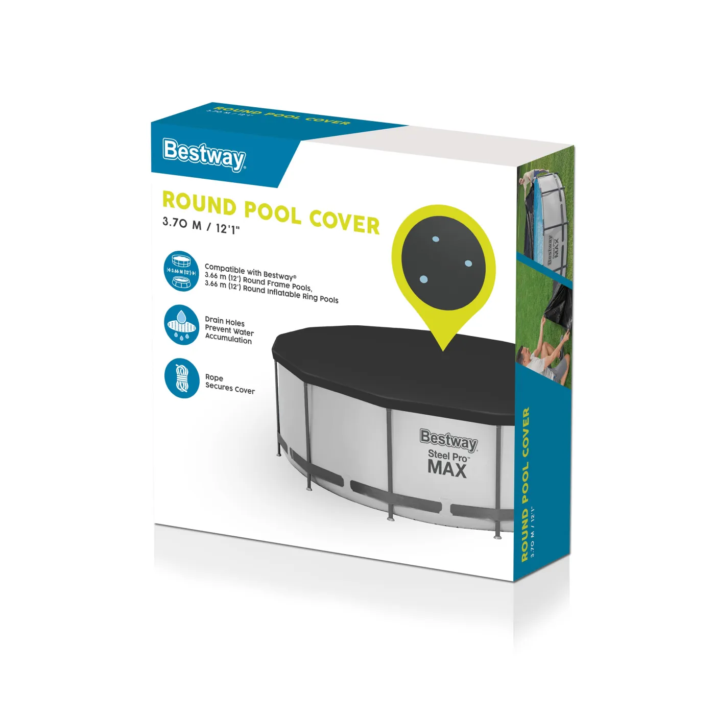 Copertura invernale per piscina tondo BESTWAY in pvc nero Ø 370 cm 4