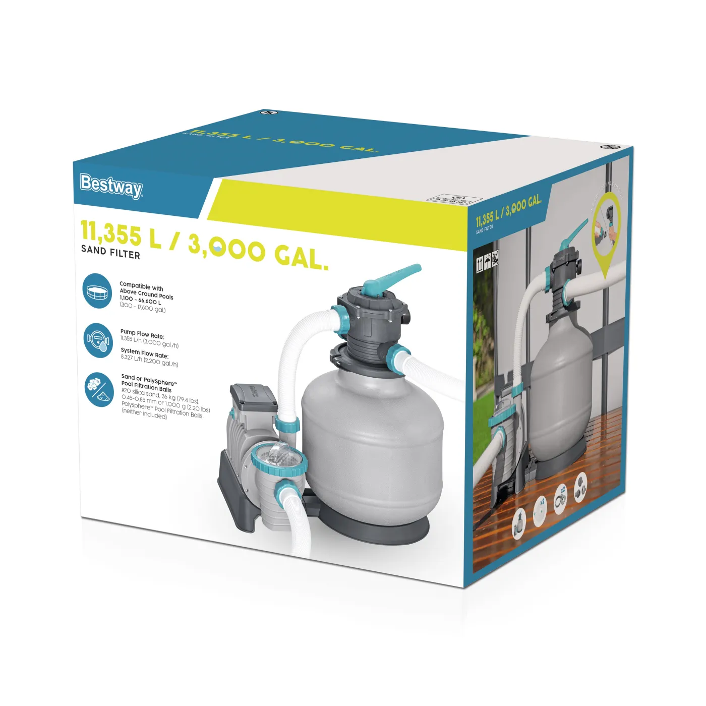 Filtro a sabbia per piscina BESTWAY 0.68 cv 11,3M3/H 4
