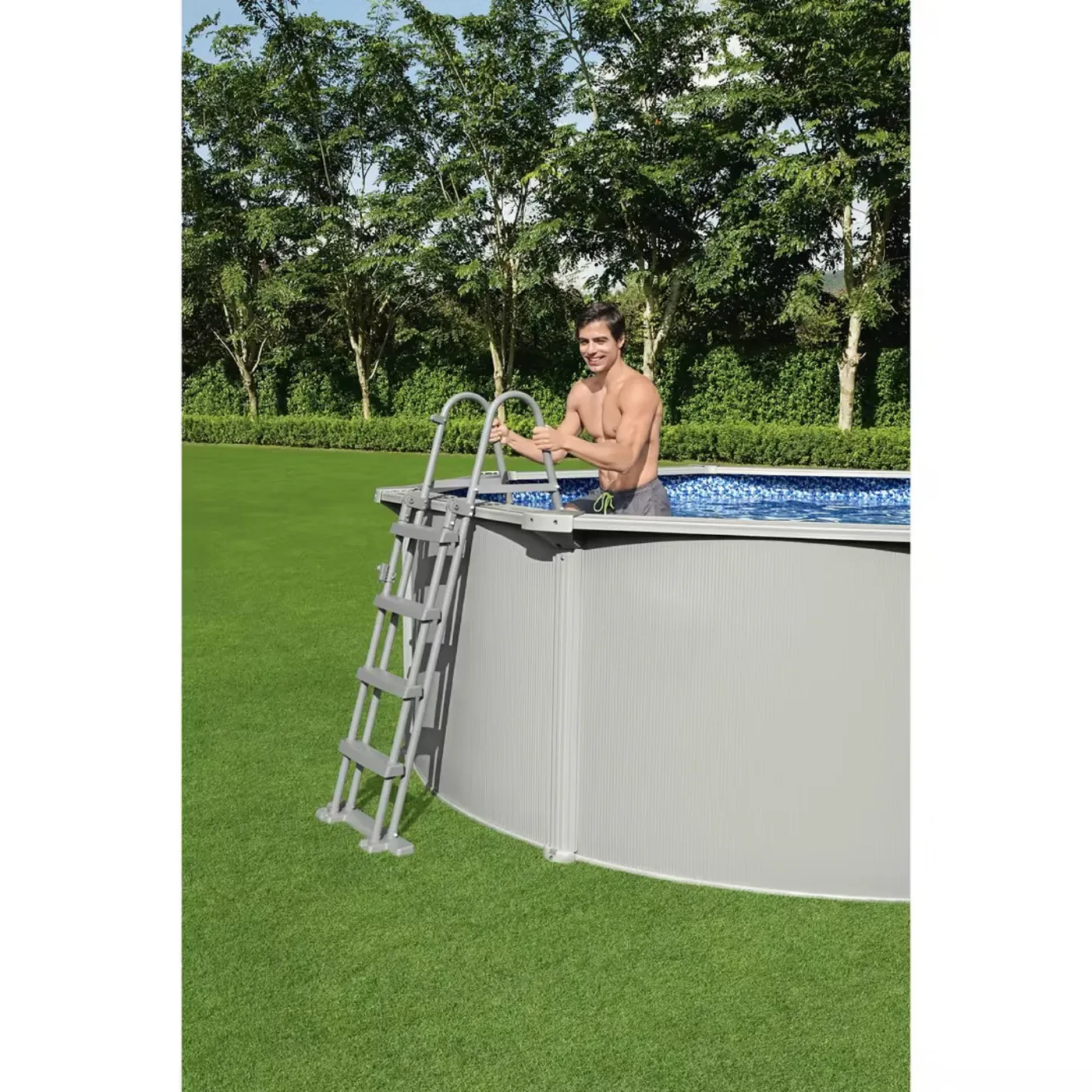 Scaletta per piscina fuori terra rigida in acciaio Bestway 9 gradini 163 cm