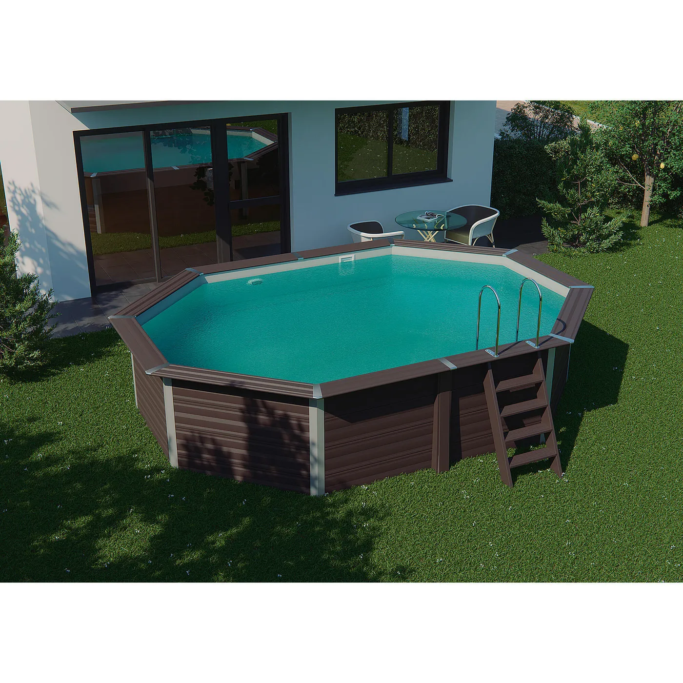 Piscina fuori terra rigida GRE Avangarde grigio L int 4.8 x 3.4 m 3